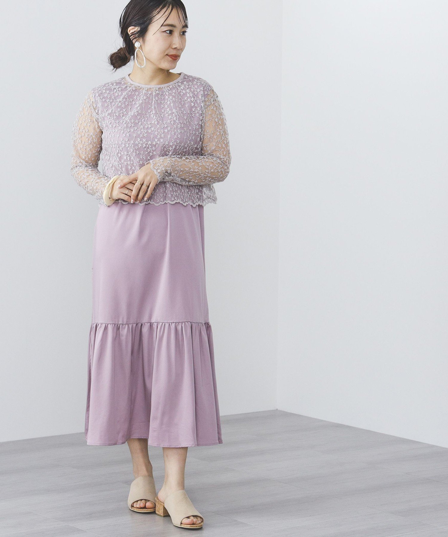 【SALE/70%OFF】BEAMS HEART WOMEN BEAMS HEART / チュールレース ブラウス ワンピース セット ビームス アウトレット ...