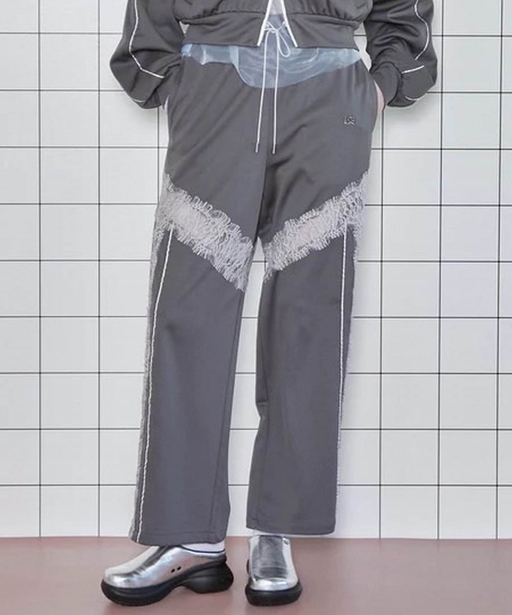 ROYAL FLASH MAISON SPECIAL/メゾンスペシャル/Lace Docking Jersey Pants ロイヤルフラッシュ パンツ その他のパンツ グレー ホワイト【送料無料】