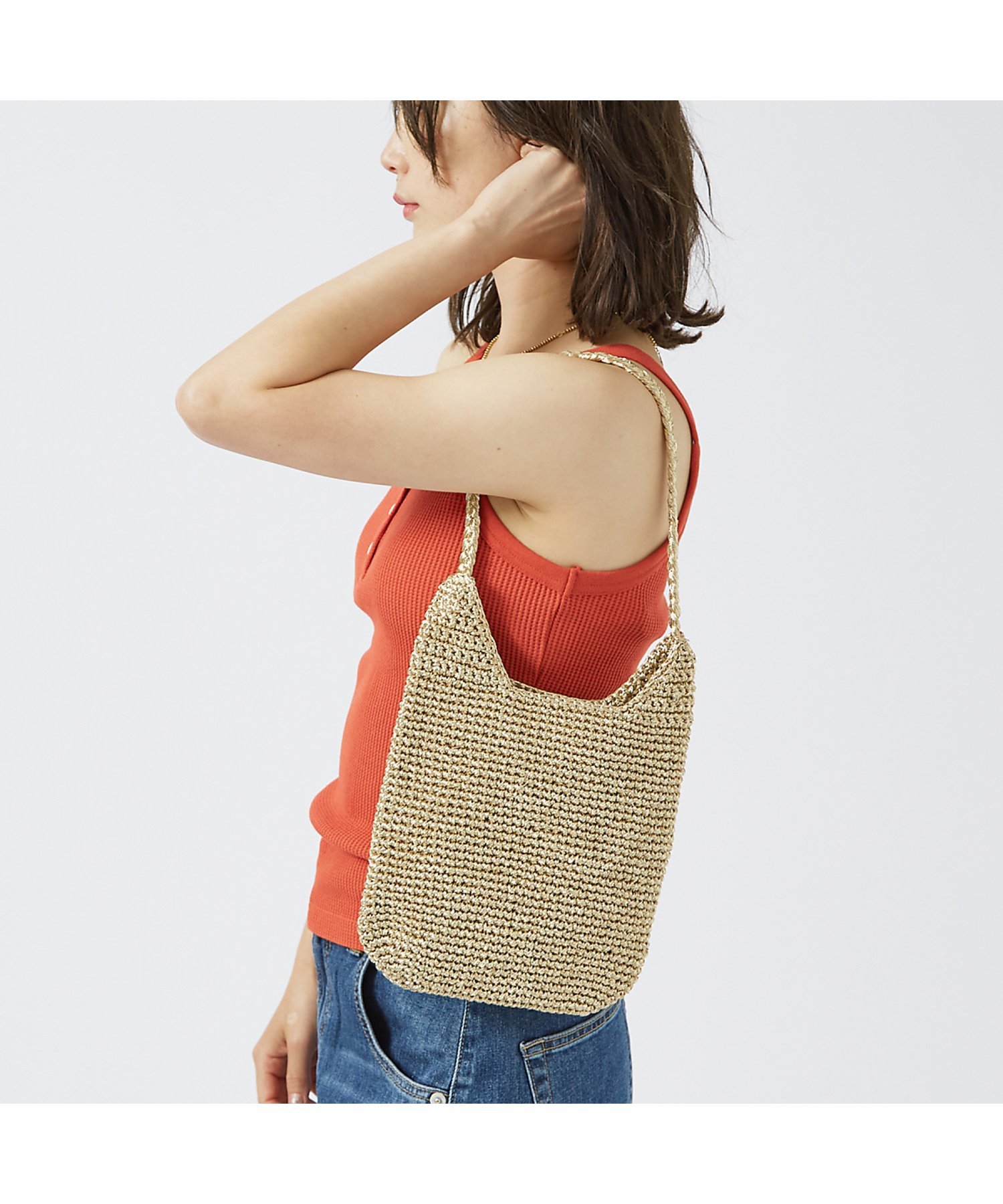 Rouge vif la cle 【Swaraj/スワラージ】マクラメメタリック ワンハンドルバッグ / ハンドバ ルージュ・ヴィフ ラクレ バッグ その他のバッグ ゴールド シルバー ブラック レッド【送料無料】