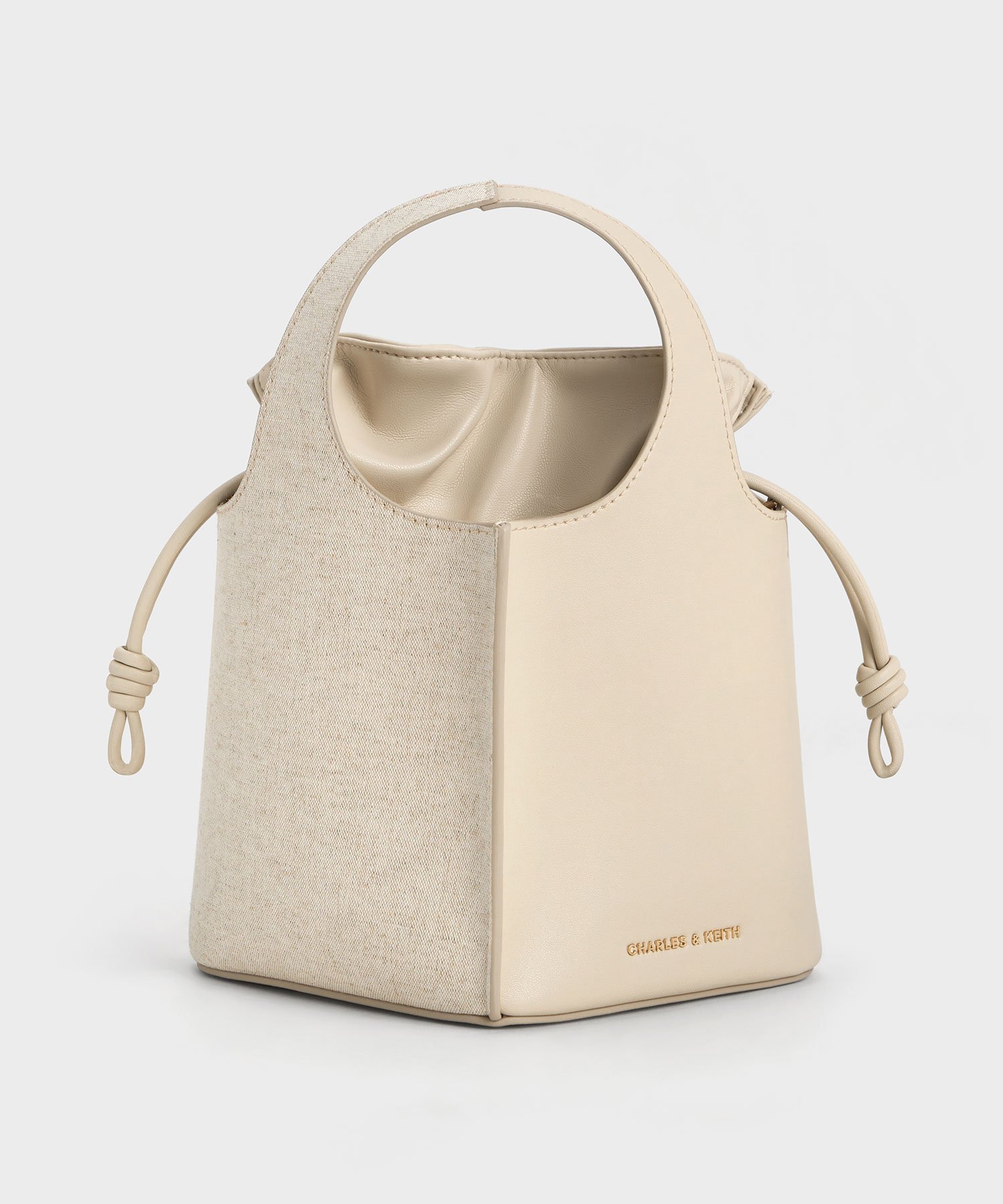 CHARLES & KEITH Arlys アルリス リネンバケットバッグ 【再入荷】 チャールズアンドキース バッグ ハンドバッグ ベージュ【送料無料】
