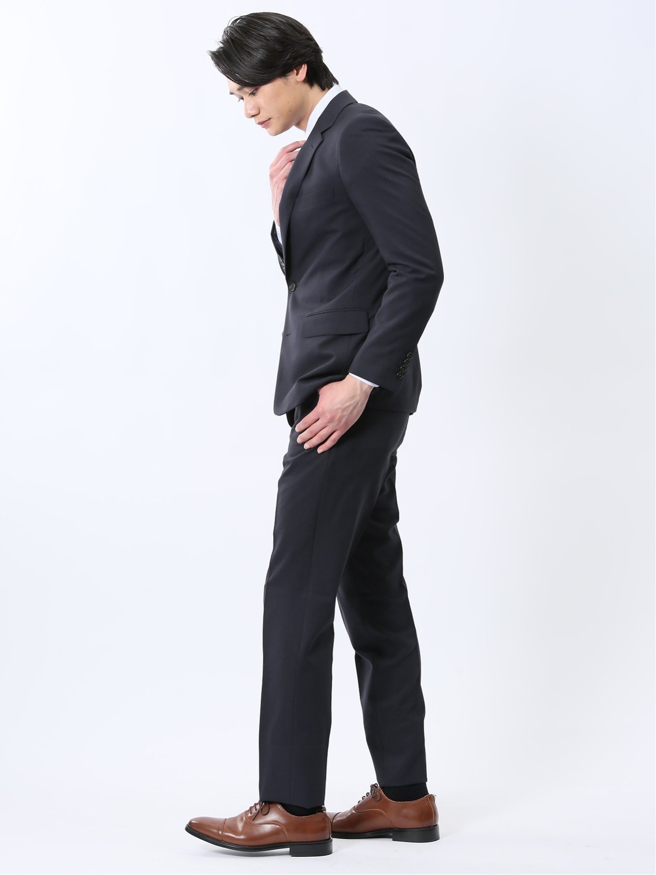 TAKA-Q ストレッチウォッシャブル スリムフィット 2ボタン2ピーススーツ カルゼ紺 【25SS】 メンズ セットアップ ジャケット ビジネス カジュアル 通勤 仕事 タカキュー スーツ・フォーマル セットアップスーツ ネイビー【送料無料】