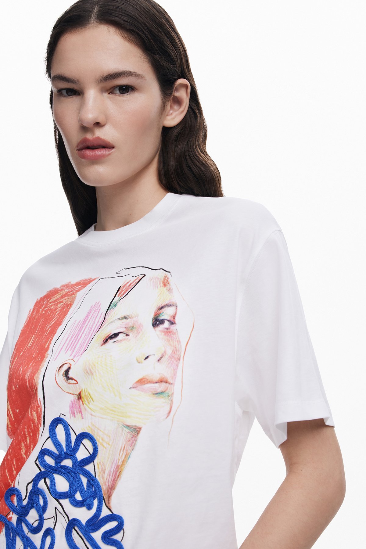 花柄の高価なTシャツ デシグアル トップス カットソー・Tシャツ ホワイト