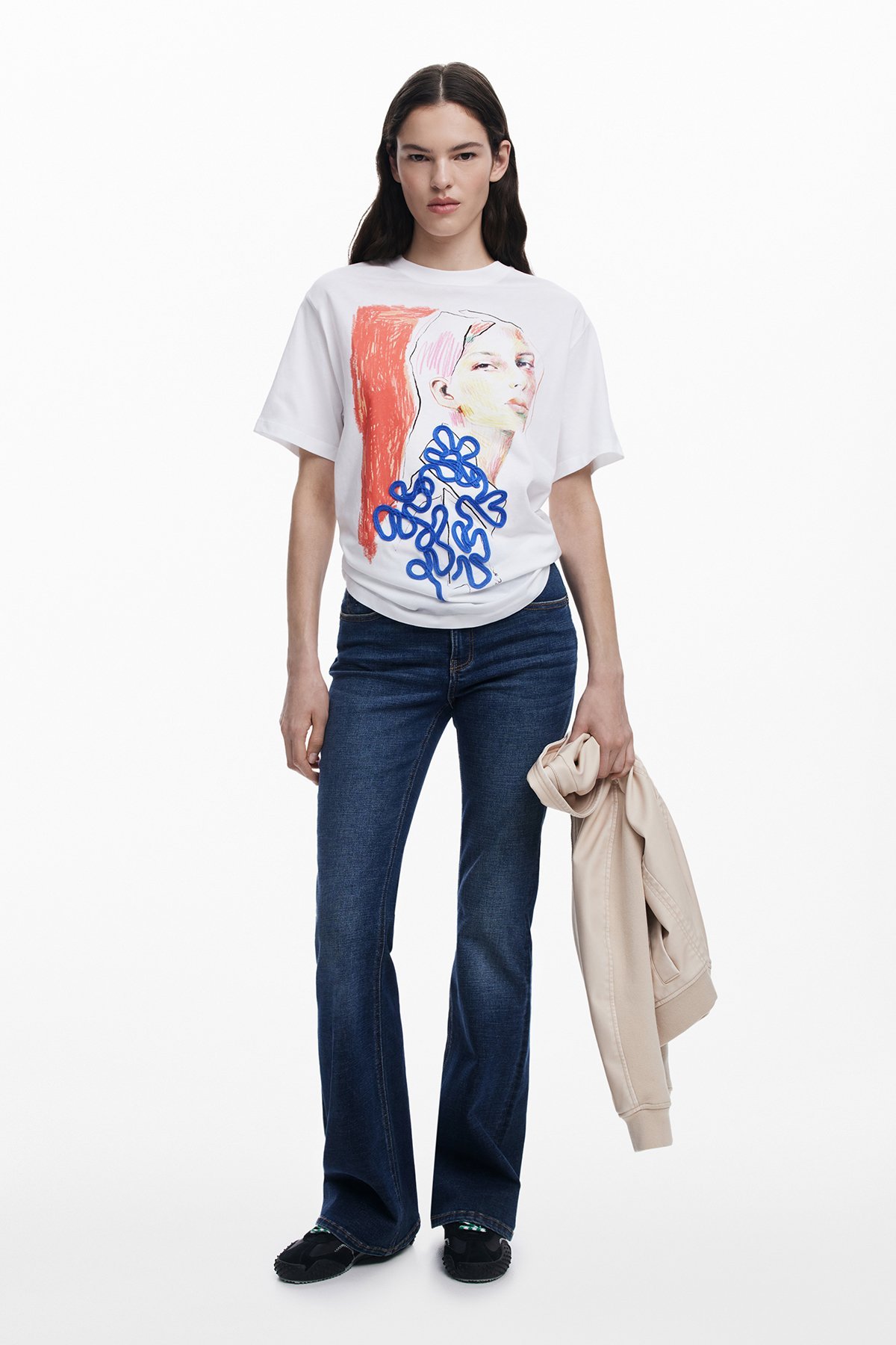 花柄の高価なTシャツ デシグアル トップス カットソー・Tシャツ ホワイト