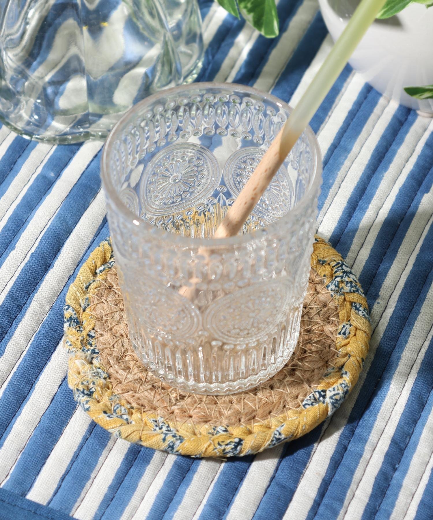 【SALE／30%OFF】studio CLIP チンディジュートコースター スタディオクリップ 食器・調理器具・キッチン用品 ランチョンマット・テーブルクロス ネイビー イエロー