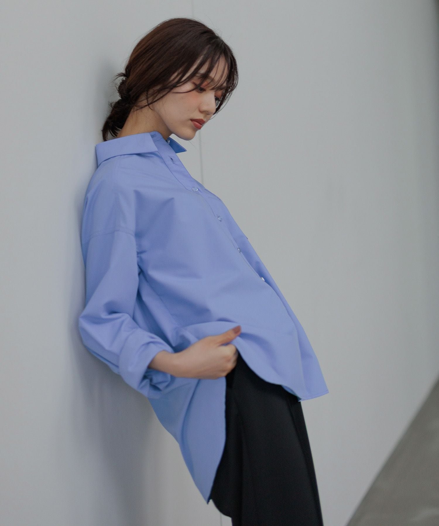 Andemiu デザインボタンシャツ長袖 アンデミュウ トップス シャツ・ブラウス ホワイト ピンク ブルー【送料無料】のサムネイル