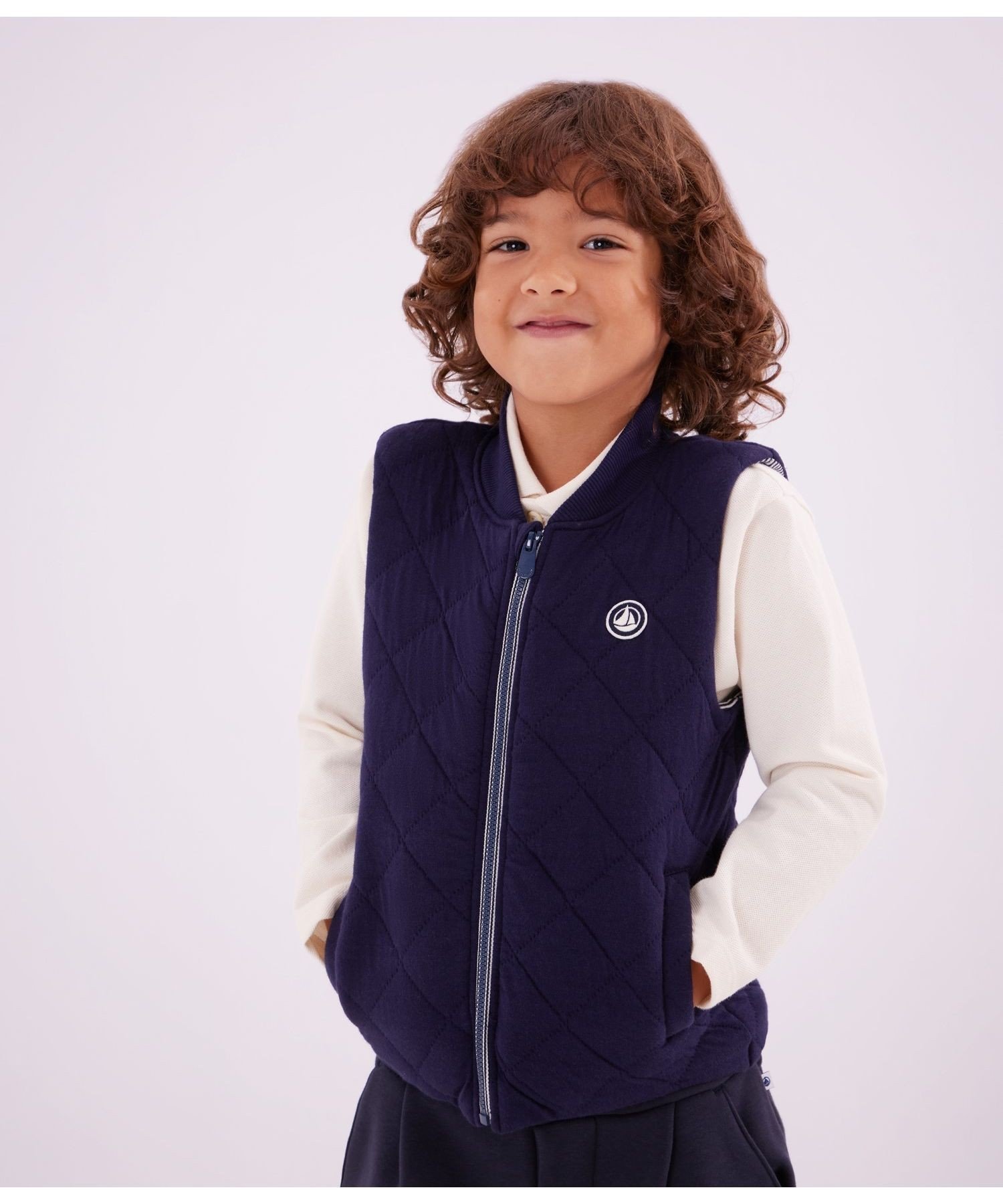 PETIT BATEAU キルティングベスト プチバトー トップス ベスト・ジレ ブルー【送料無料】