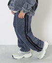 devirock サイドライン デニムパンツ デニムパンツ ロングパンツ 長ズボン ボトムス 25AW デビロック パンツ ジーンズ・デニムパンツ ネイビー ブラック