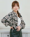【SALE/54%OFF】ems excite プレート付チェックSH レトロガール トップス シャツ・ブラウス グリーン ブラック ブラウン