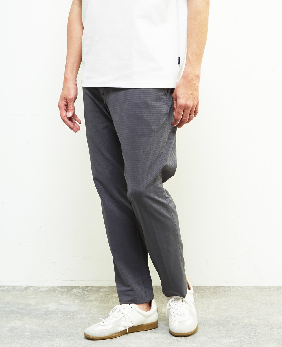 MEN'S MELROSE 【MASTER FRAME/マスターフレーム】PERFECTEX メッシュ テーパードイージーパンツ(セットアップ可) メンズメルローズ パンツ スラックス・ドレスパンツ ブラック グレー