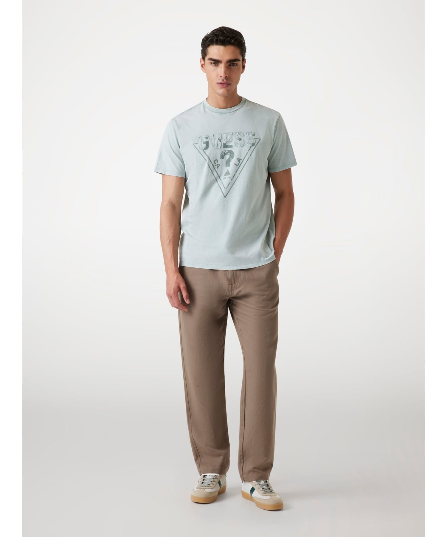 GUESS 半袖Tシャツ (M)SS Bsc Guess Inset Logo Tee ゲス トップス カットソー・Tシャツ グリーン