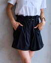 YEVS フリルギャザーショートパンツ イーブス パンツ キュロット ブラック【送料無料】