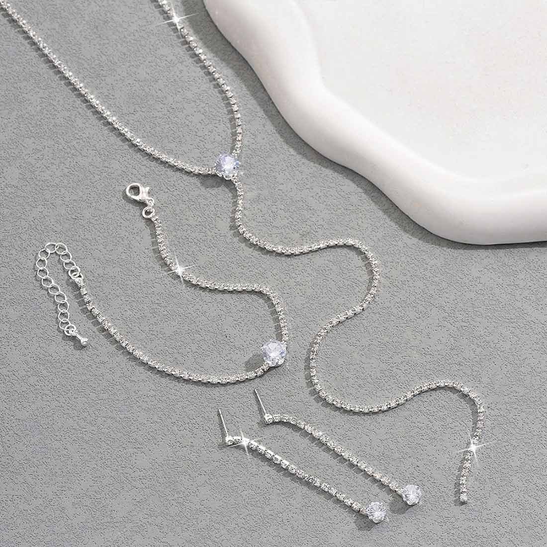 【SALE／23%OFF】Forcement 【4点セット】ネックレス・ブレスレット・両耳ピアスセット メゾンドラティール アクセサリー・腕時計 ネックレス シルバー