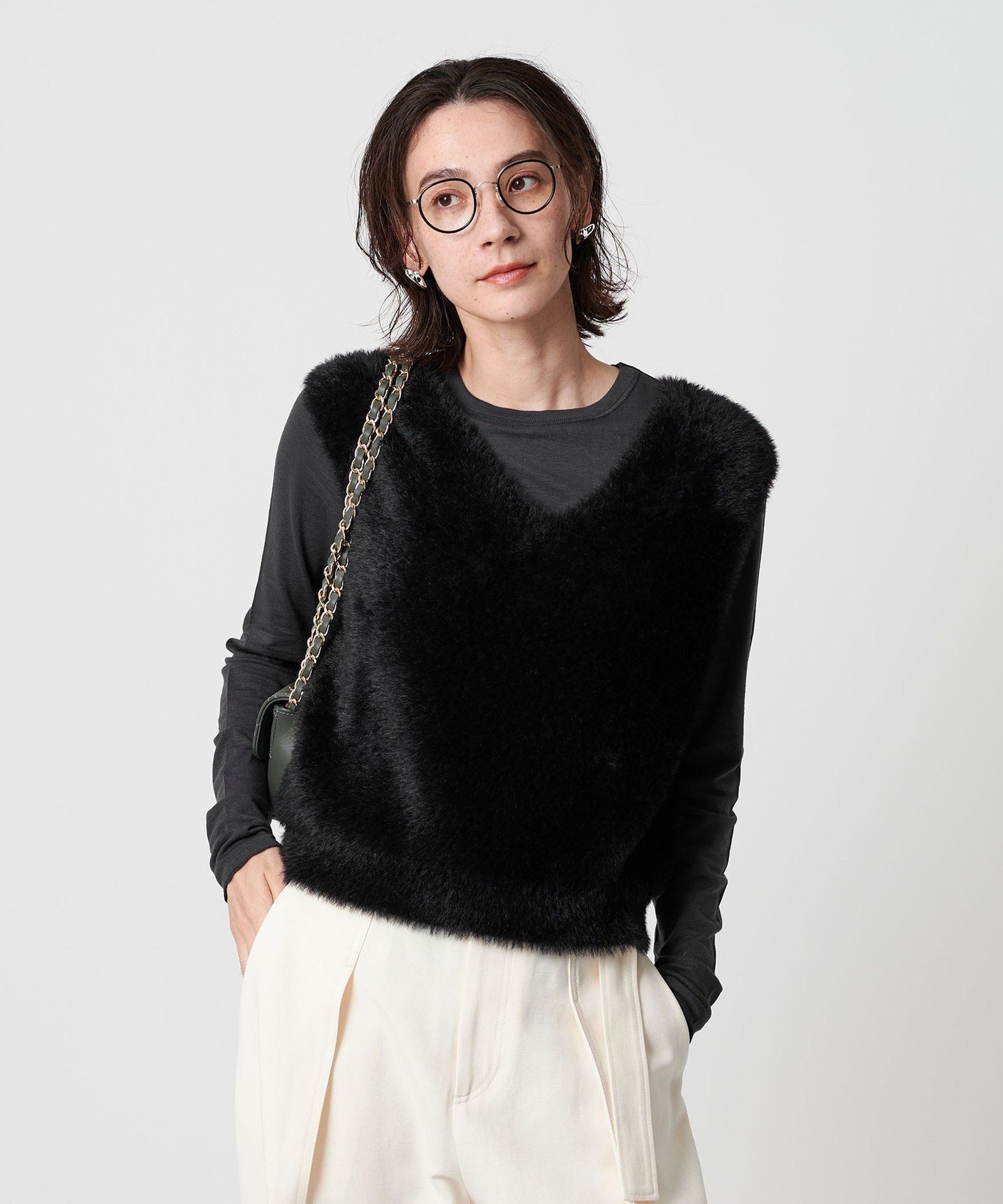 BEAUTY&YOUTH UNITED ARROWS シャギーVネック ニットベスト ビューティー＆ユース　ユナイテッドアロー..