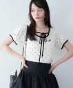 【SALE/10%OFF】one after another NICE CLAUP ホルターネック配色ドットトップス ワンアフターアナザー ナイスクラップ トップス その他のトップス ブラック ブルー ホワイト グレー