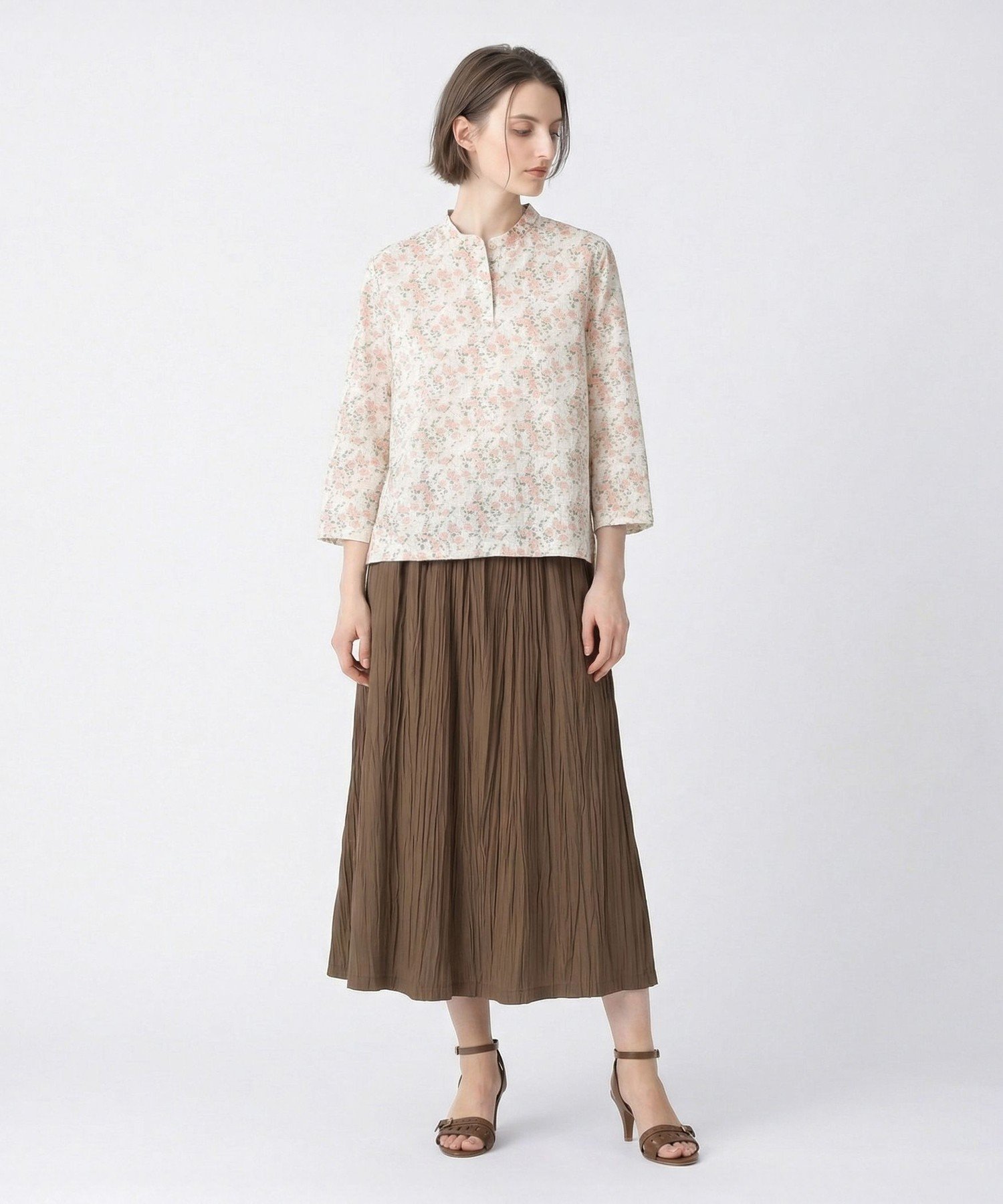 SCAPA Liberty Print ギルドジャージ衿付きカットソー スキャパ トップス カットソー・Tシャツ ブルー ピンク