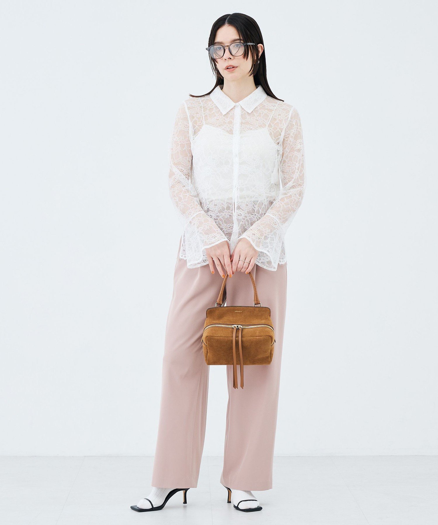 【WEB&一部店舗限定カラーアイテム】ウォッシャブルレースシャツブラウス ノーリーズ トップス シャツ・ブラウス ブラック ホワイト