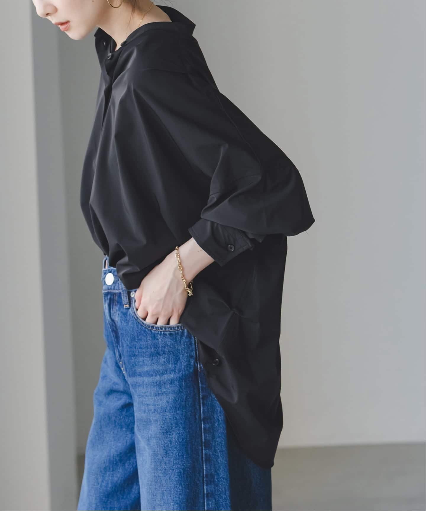 NOBLE 《予約》COG THE BIGSMOKE/コグザビッグスモーク OLGA BAND COLLAR SHIRT ノーブル トップス シャツ・ブラウス ブラウン ブラック