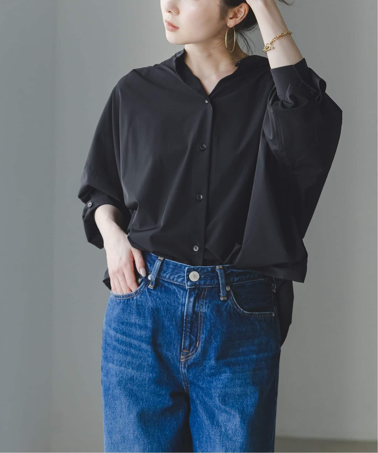 NOBLE 《予約》COG THE BIGSMOKE/コグザビッグスモーク OLGA BAND COLLAR SHIRT ノーブル トップス シャツ・ブラウス ブラウン ブラック
