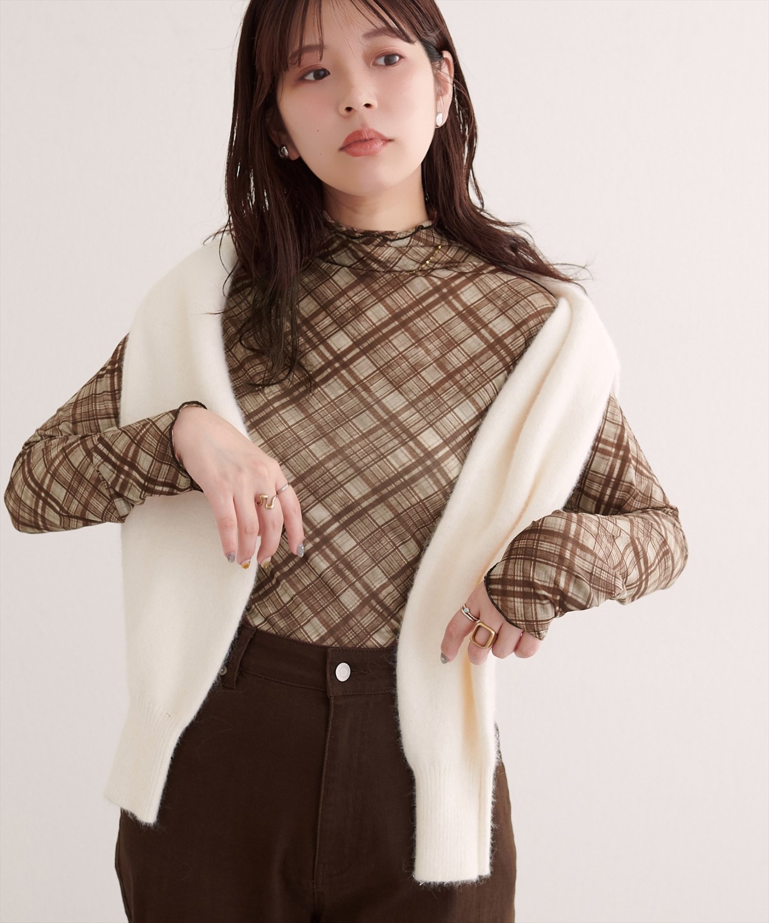 natural couture ボトルネックプルオーバー ナチュラルクチュール トップス その他のトップス ブルー ブラック ブラウン