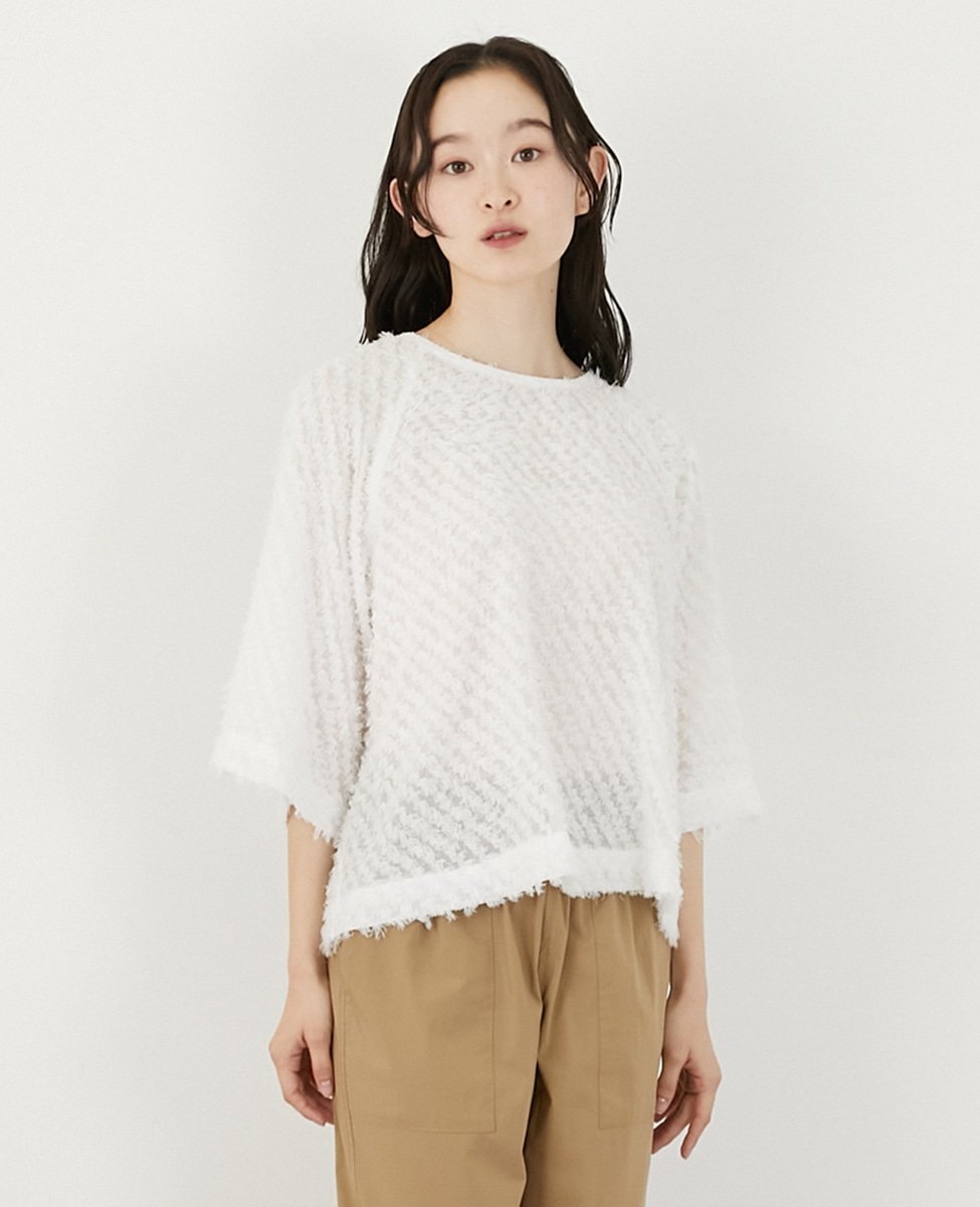 LOGEMENT DE CLAIRE 立体ジャガードブラウス メルローズクレール トップス シャツ・ブラウス ブラック ホワイト
