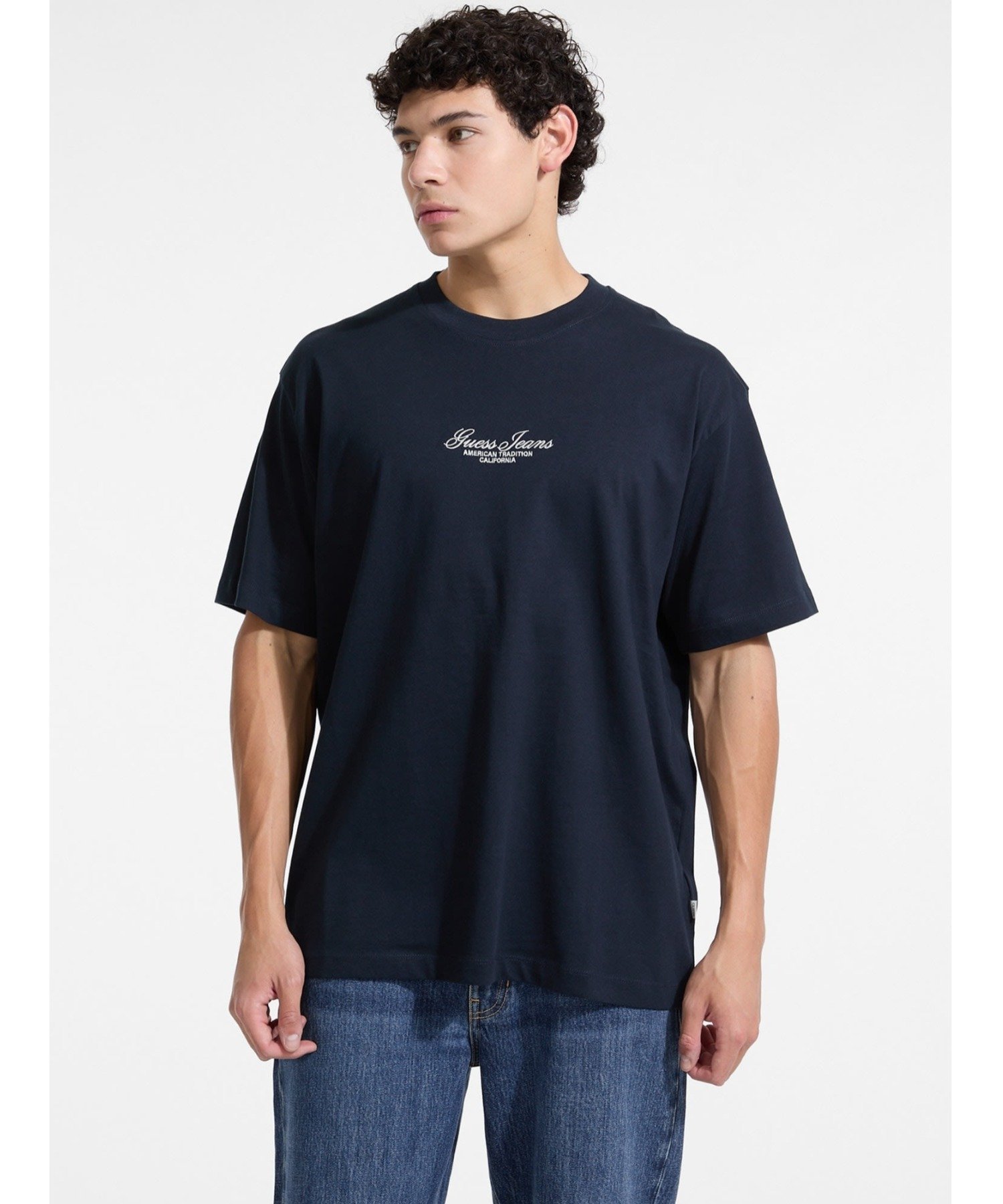GUESS JEANS 半袖Tシャツ (M)Cn Ss Os Tee ゲス トップス カットソー・Tシャツ グリーン ネイビー ホワイト ブラック