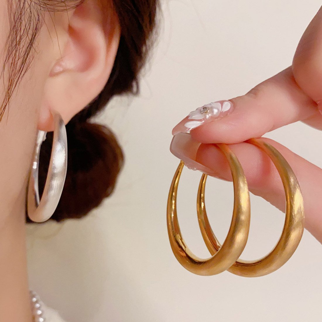 【SALE／30%OFF】Forcement 幅広いコーデに馴染むフープピアス メゾンドラティール アクセサリー・腕時計 ピアス シルバー ゴールド