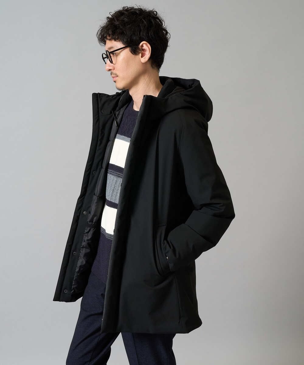 【SALE／20%OFF】a.v.v 【通勤/軽量/撥水】ラミネートダウンフードコート アー・ヴェ・ヴェ ジャケット・アウター ダウンジャケット・ダウンベスト ブラック【送料無料】