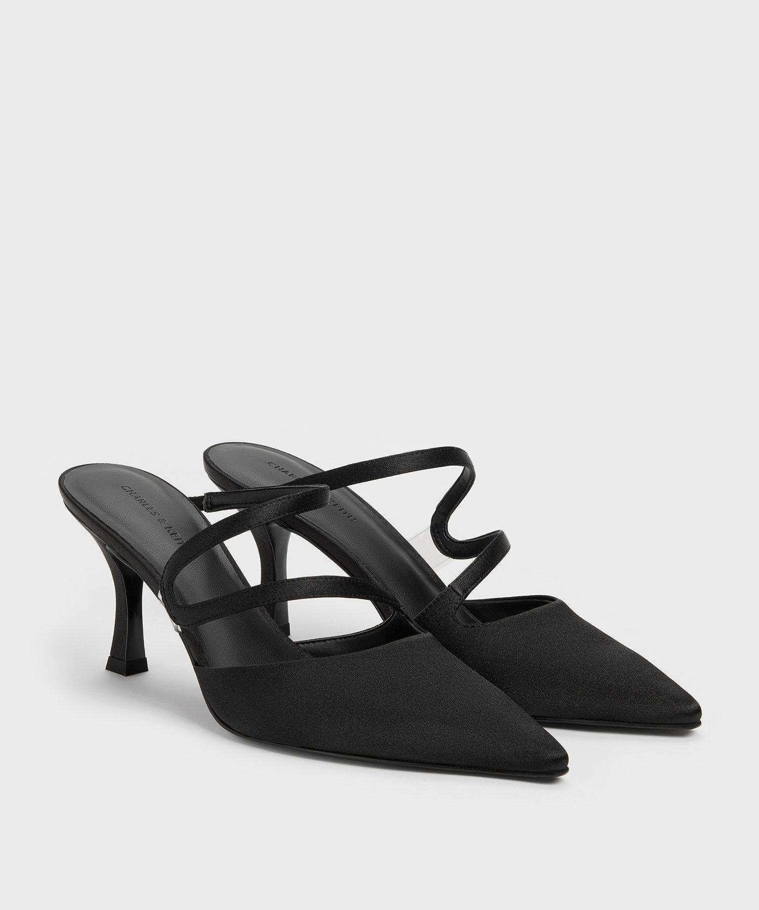 CHARLES & KEITH Arden アーデン サテンウェービー ポインテッドヒールミュール チャールズアンドキース シューズ・靴 ミュール【送料無料】