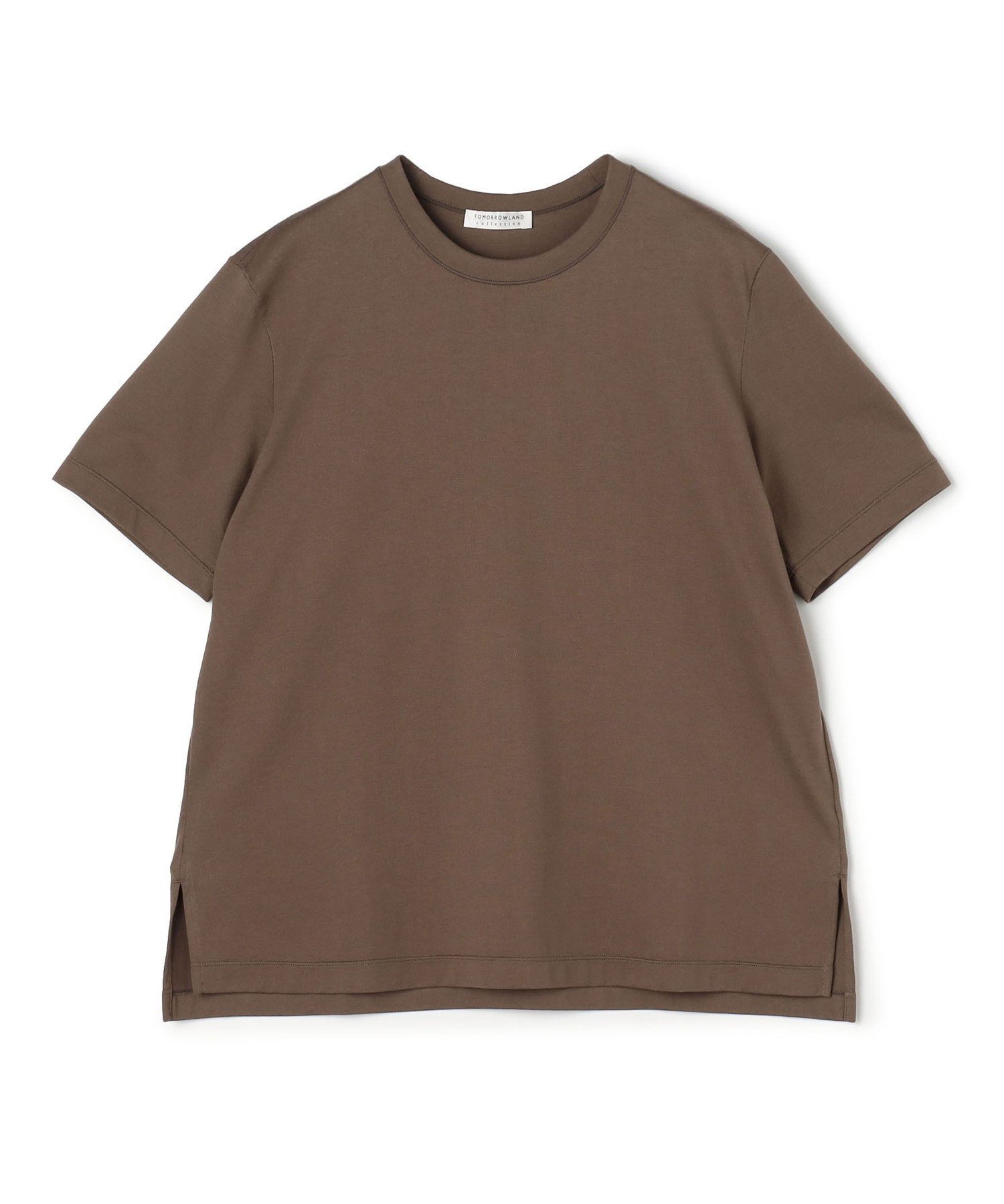 スーピマコットンジャージー クルーネックプルオーバー トゥモローランド トップス カットソー・Tシャツ ピンク ブラック ベージュ ネイビー ブラウン イエロー グレー ホワイト