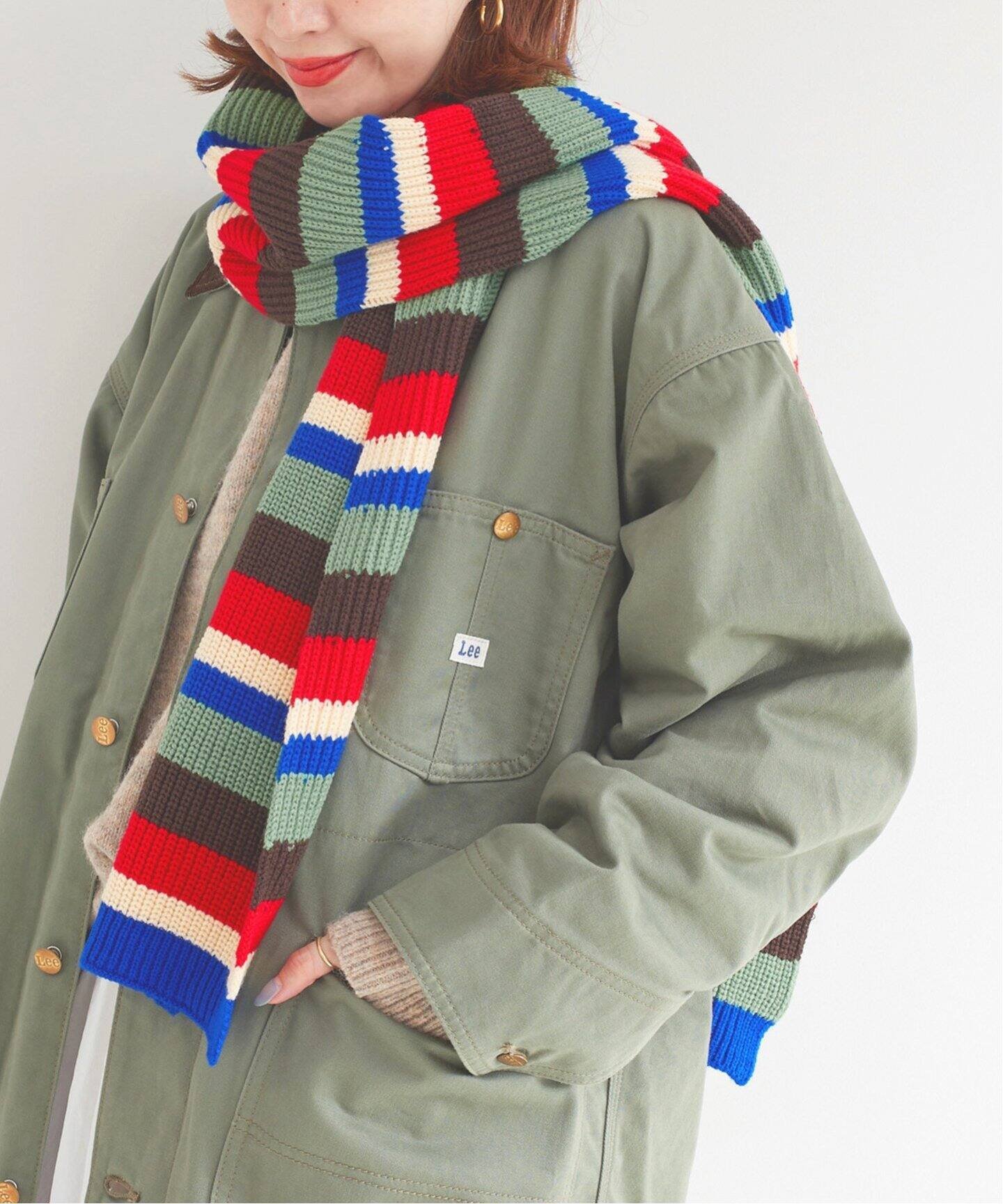【SALE/50%OFF】B.C STOCK ボーダーニットマフラー ベーセーストック ファッション雑貨 マフラー・ストール・ネックウォーマー レッド ピンク