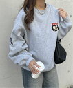 【SALE/10%OFF】GeeRA 【nelliy.】ワッペンオーバースウェット ジーラ トップス スウェット・トレーナー ネイビー グレー【送料無料】
