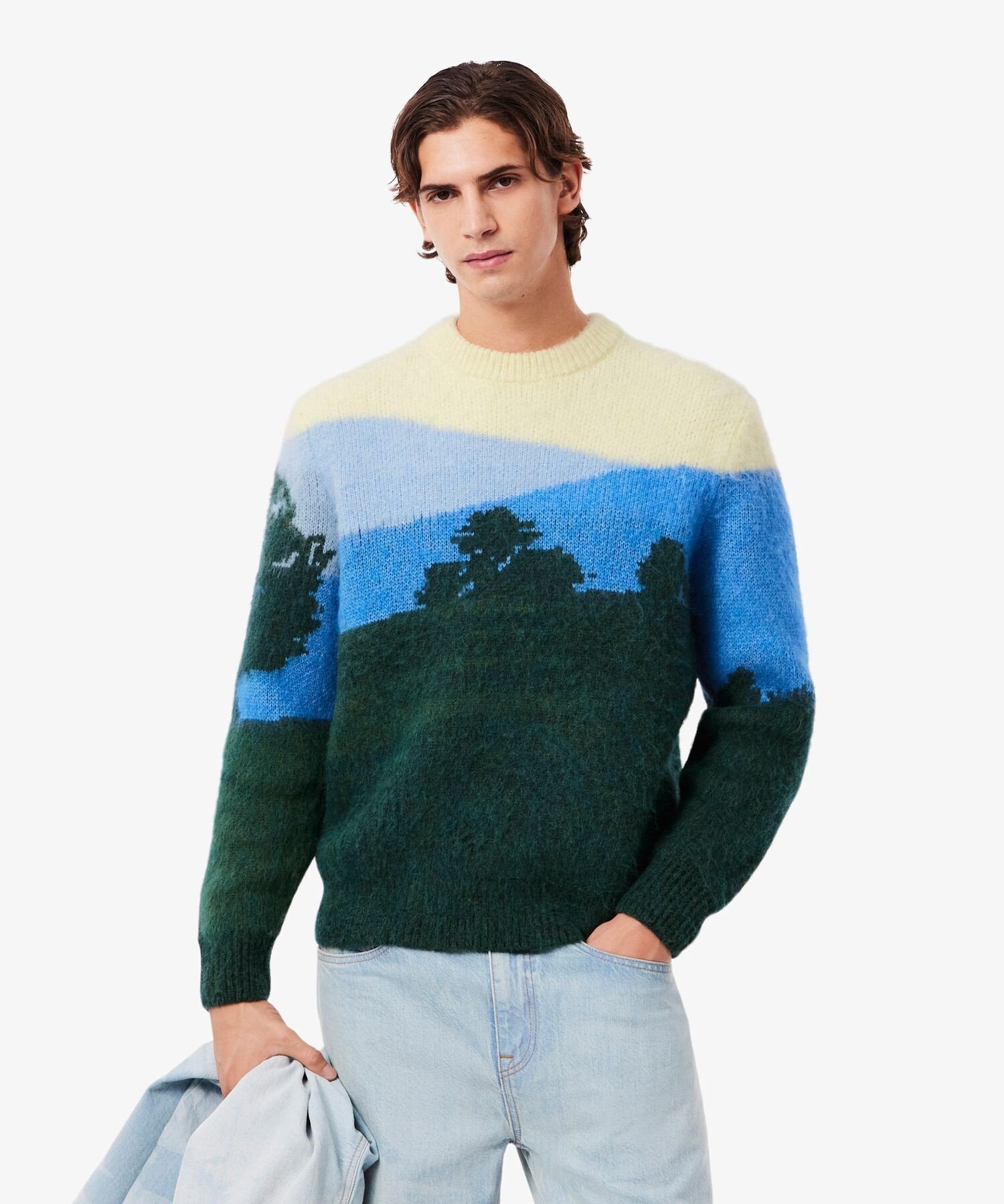 LACOSTE シャンタコランドスケープジャカードセーター ラコステ トップス ニット グリーン【送料無料】