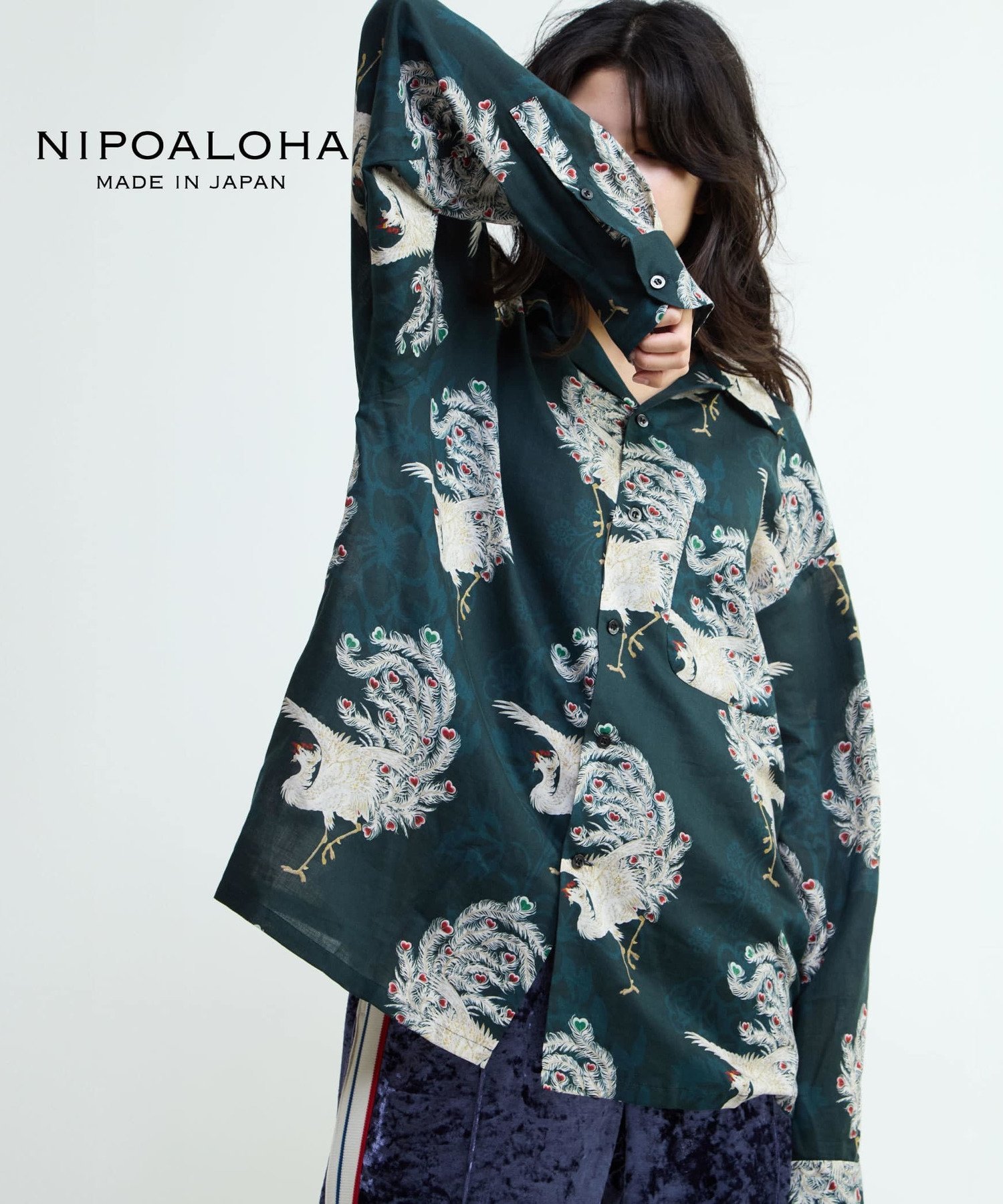 CONVERSE TOKYO 【NIPOALOHA】"鳳凰-PHOENIX" LONG SLEEVE WOOL SHIRT コンバーストウキョウ トップス シャツ・ブラウス ホワイト【送料無料】