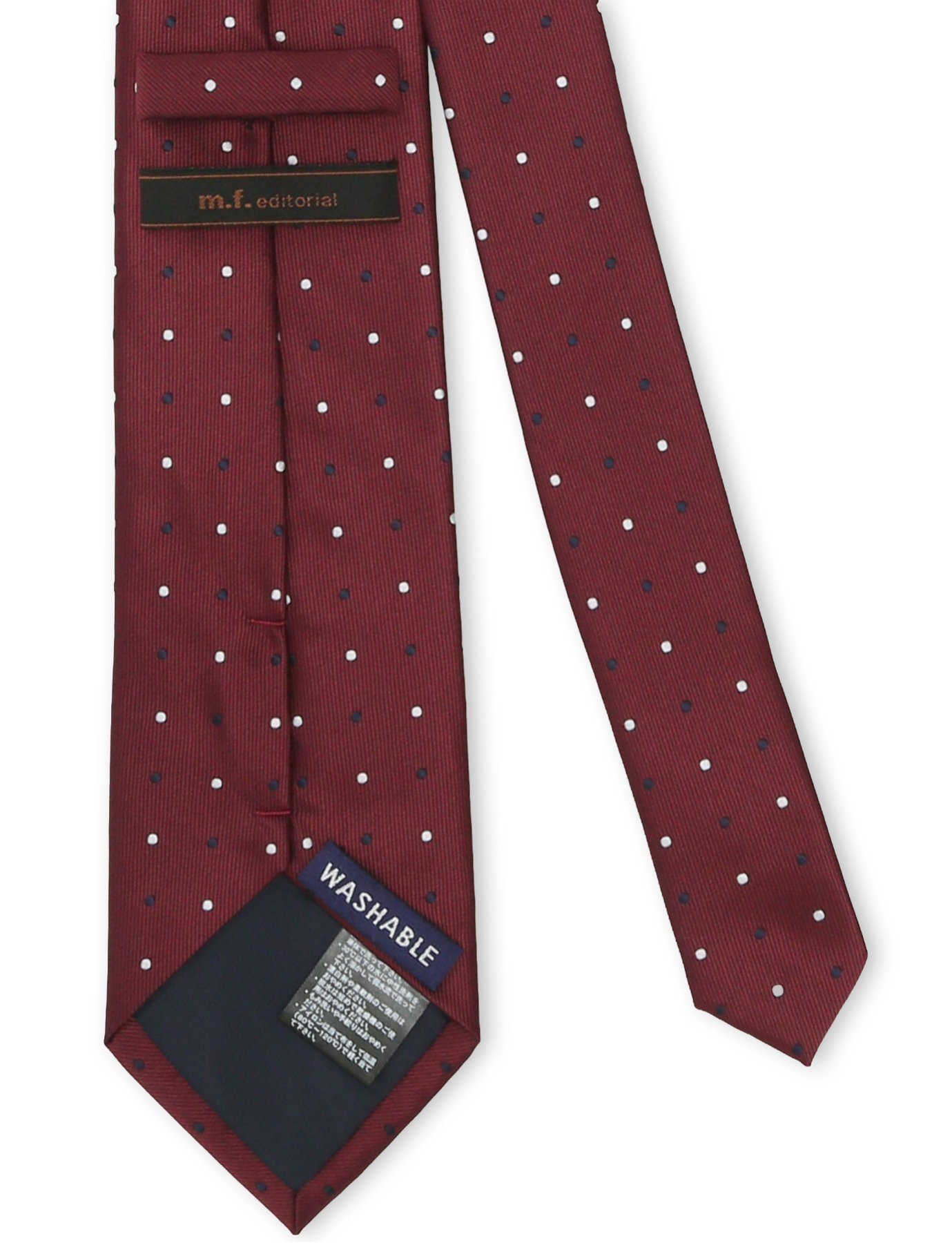 m.f.editorial ウォッシャブル ドット柄 レギュラータイ 8.0cm幅 【26SS】 タカキュー スーツ・フォーマル ネクタイ・蝶ネクタイ ワインレッド