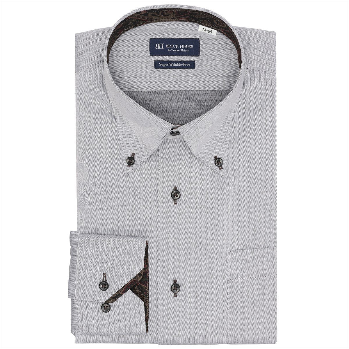 【SALE／33%OFF】BRICK HOUSE by Tokyo Shirts 【超形態安定・大きいサイズ】 ボタンダウン 長袖 形態安定 ワイシャツ BM01J503AB13B3V-30 トーキョーシャツ スーツ・フォーマル Yシャツ・カッターシャツ グレー