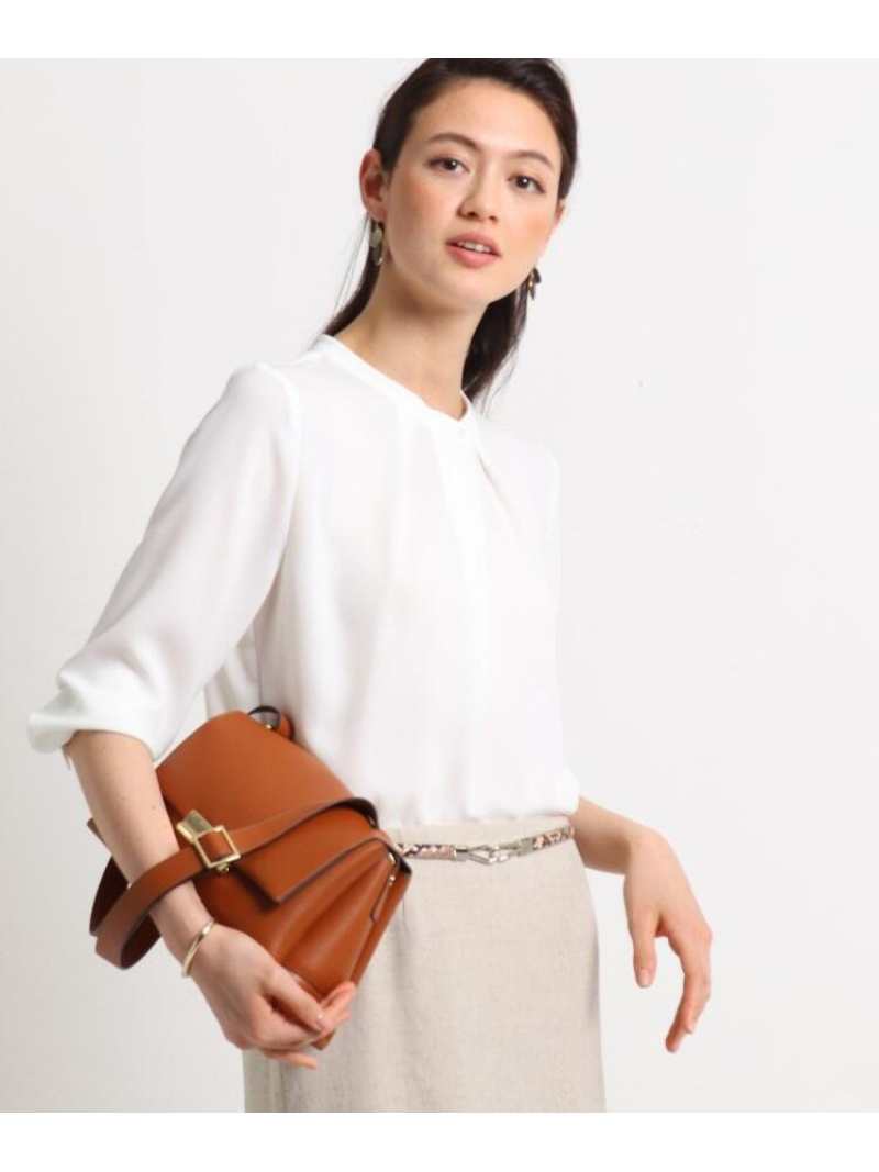 INDIVI 【マシンウォッシュ】タックノーカラーブラウス インディヴィ トップス シャツ・ブラウス ホワイト グリーン ピンク ネイビー【送料無料】のサムネイル