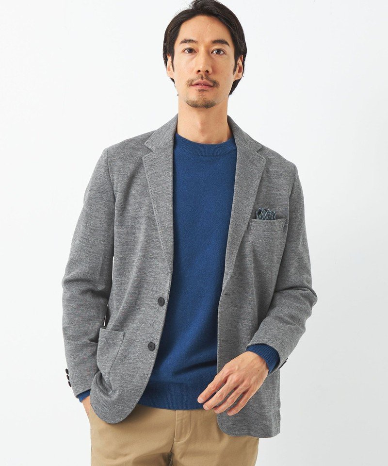 UNITED ARROWS green label relaxing ミラノリブ 2B ノッチドラペル ジャケット -ウォッシャブル- ユナイテッドアローズ グリーンレーベルリラクシング ジャケット・アウター テーラードジャケット・ブレザー グレー ネイビー【送料無料】