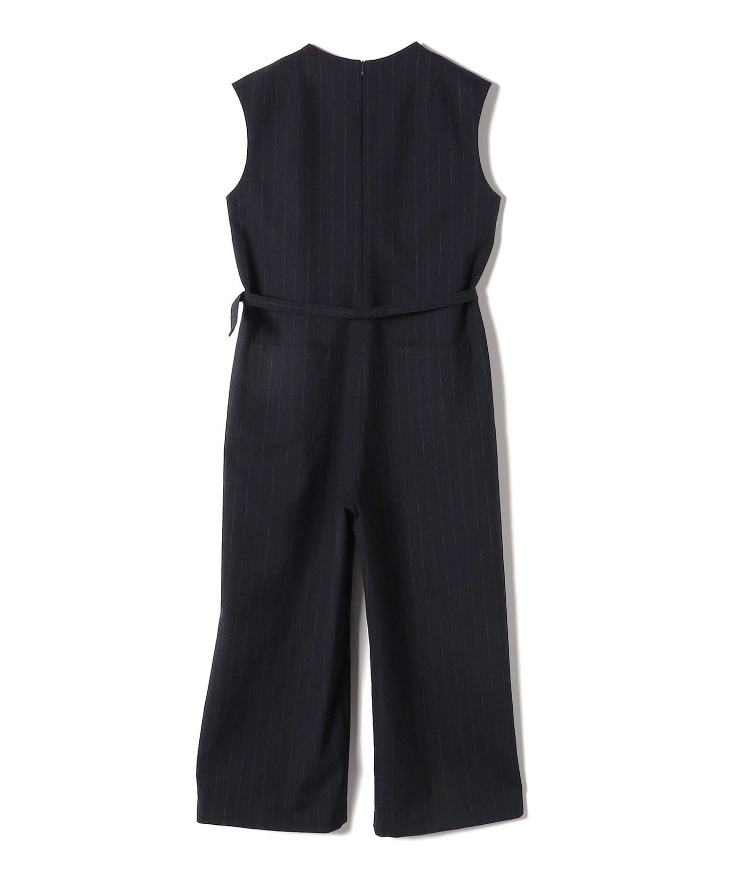 【SALE／50%OFF】SHIPS WOMEN SHIPS Primary Navy Label:梳毛 ストライプ サロペット シップス オールインワン・オーバーオール オーバーオール・サロペット ネイビー【送料無料】