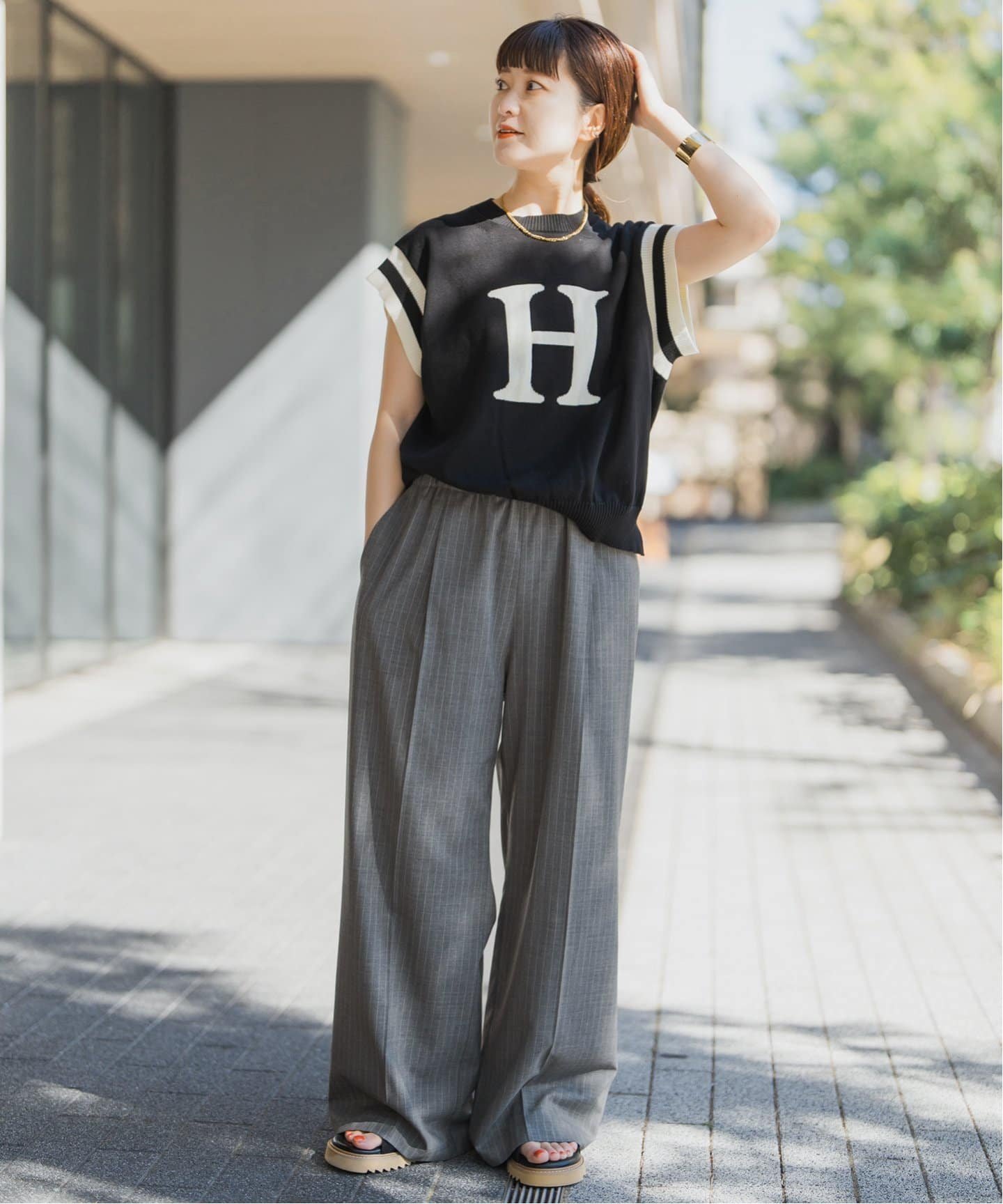 Spick & Span 《追加》トロストレッチイージーパンツ スピックアンドスパン パンツ スラックス・ドレスパンツ ネイビー グレー【送料無料】