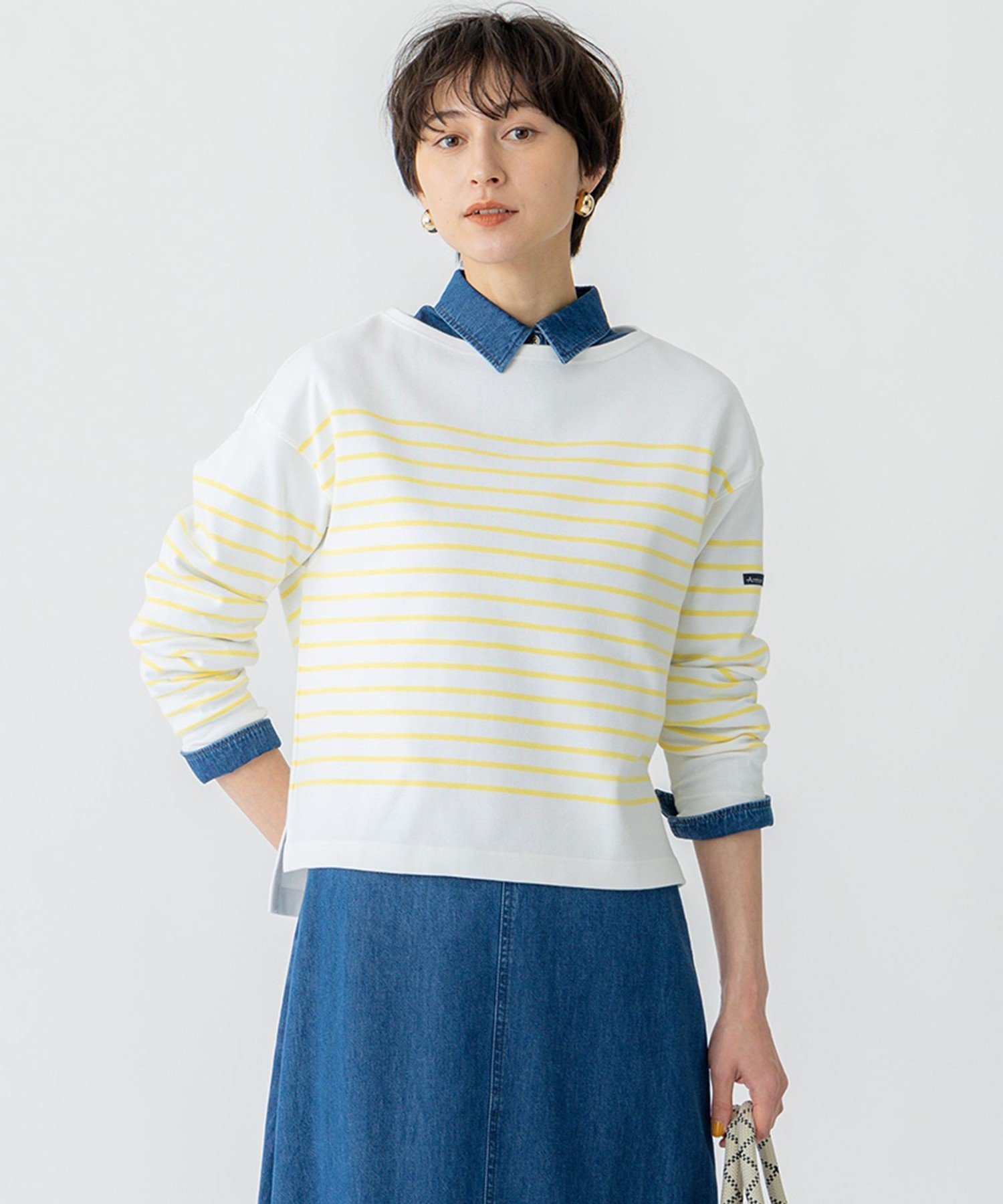 23区 【洗える】Armor-lux スムース パネルボーダー カットソー ニジュウサンク トップス カットソー・Tシャツ ホワイト ブラック