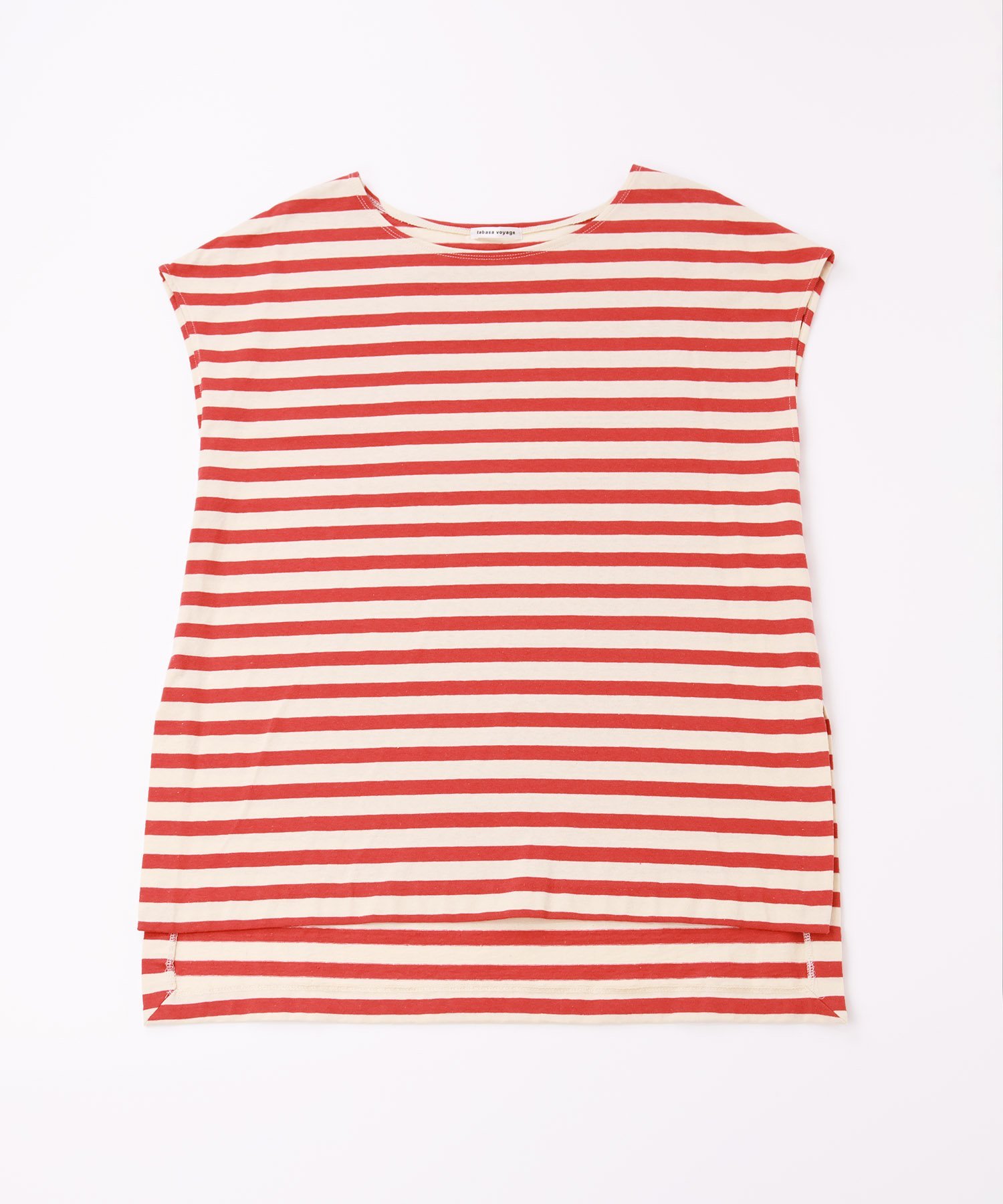tabasa voyage オールドコット天竺ボーダーチュニック タバサ トップス カットソー・Tシャツ ブルー レッド