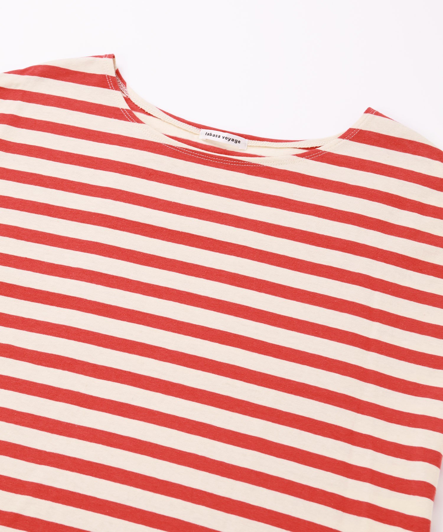 tabasa voyage オールドコット天竺ボーダーチュニック タバサ トップス カットソー・Tシャツ ブルー レッド