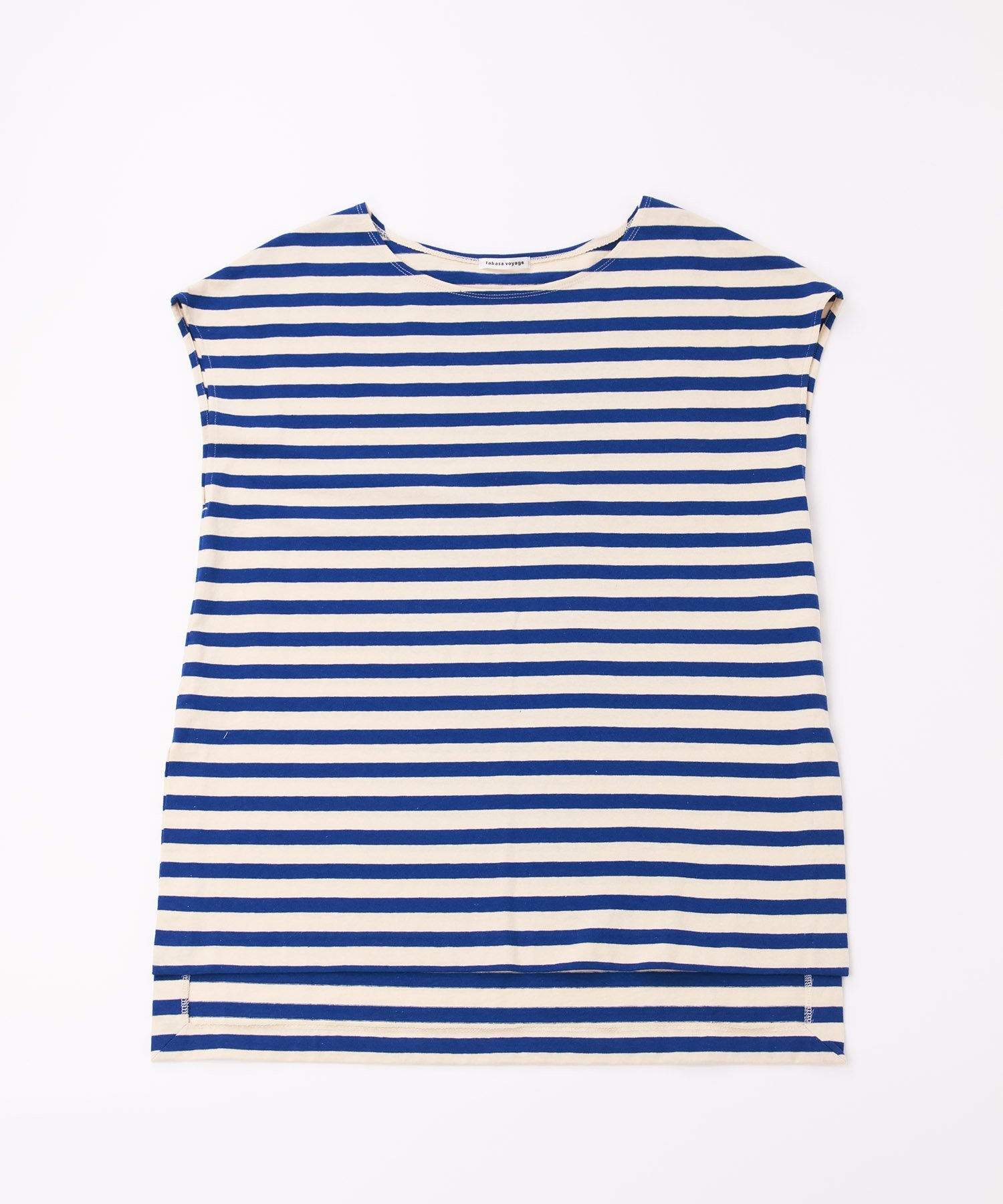 tabasa voyage オールドコット天竺ボーダーチュニック タバサ トップス カットソー・Tシャツ ブルー レッド