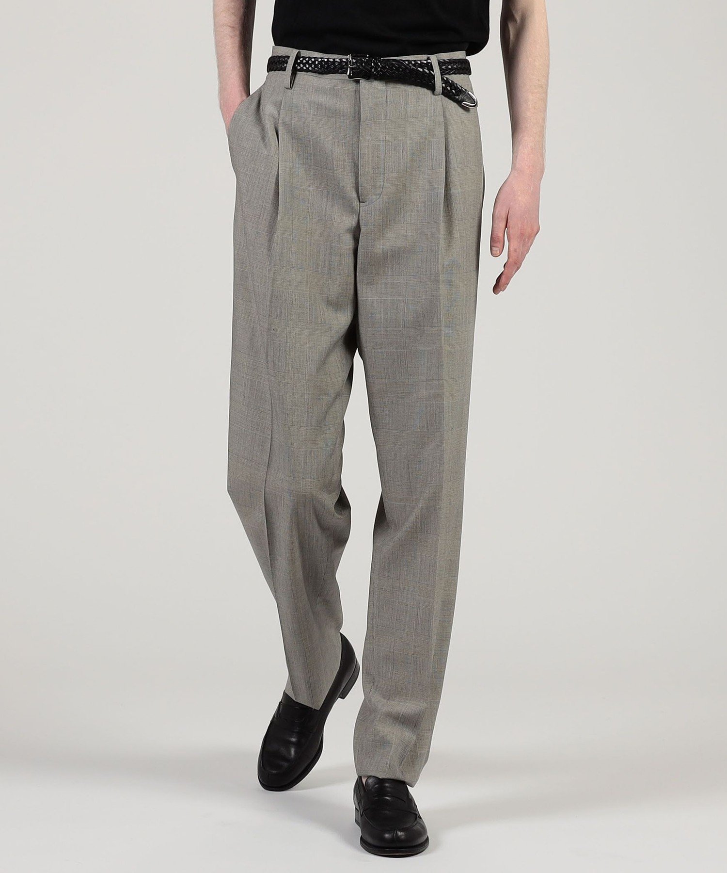 【SALE／53%OFF】TOMORROWLAND MEN ウールシルク 1プリーツ テーパードスラックス トゥモローランド パンツ スラックス・ドレスパンツ グレー ネイビー【送料無料】