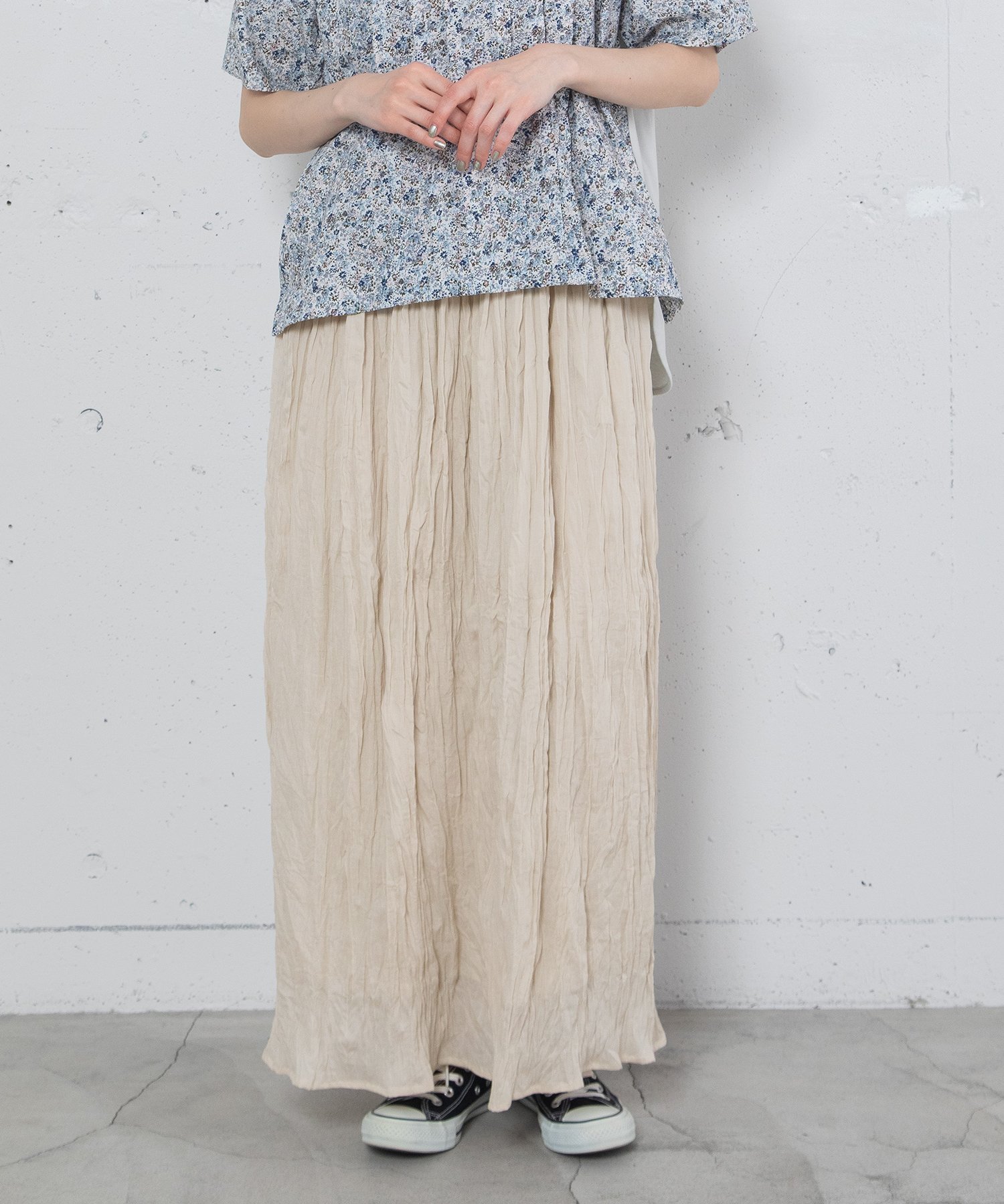 【SALE／30%OFF】POU DOU DOU ＜made in INDIA＞クリンクルスカート プードゥードゥー スカート その他のスカート パープル ベージュ ブルー【送料無料】