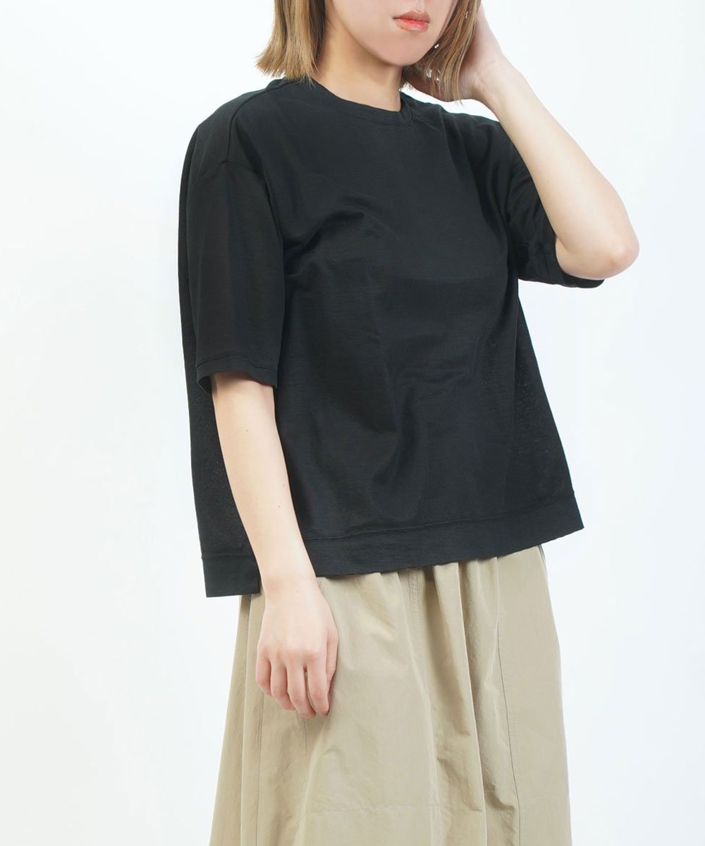 grin グリン ラミー鹿の子5分袖プルオーバー ブルーコムブルー トップス カットソー・Tシャツ