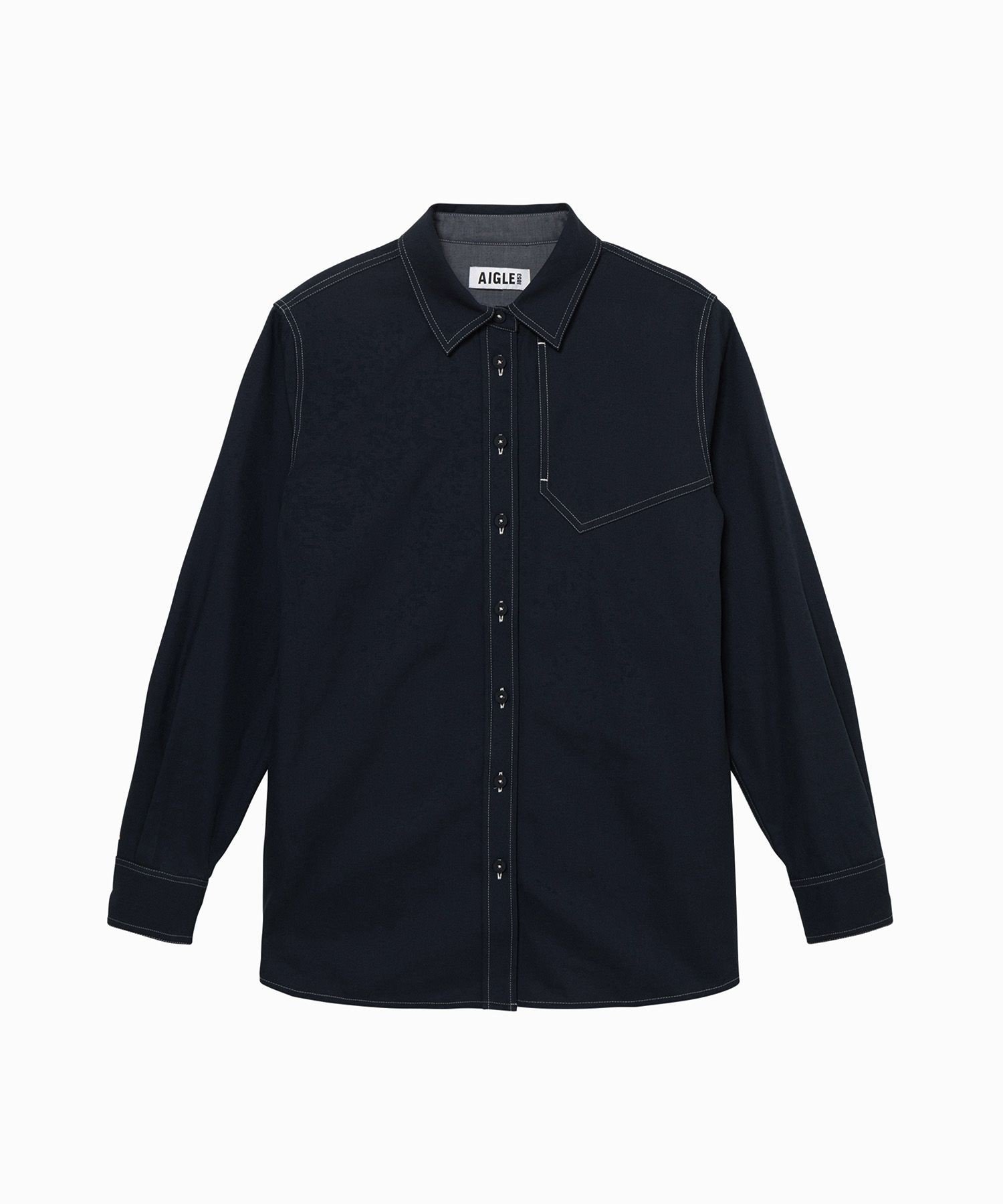 【SALE／30%OFF】AIGLE THERMOLITE 保温軽量 ダブルステッチロングスリーブシャツ エーグル トップス シャツ・ブラウス ネイビー【送料無料】