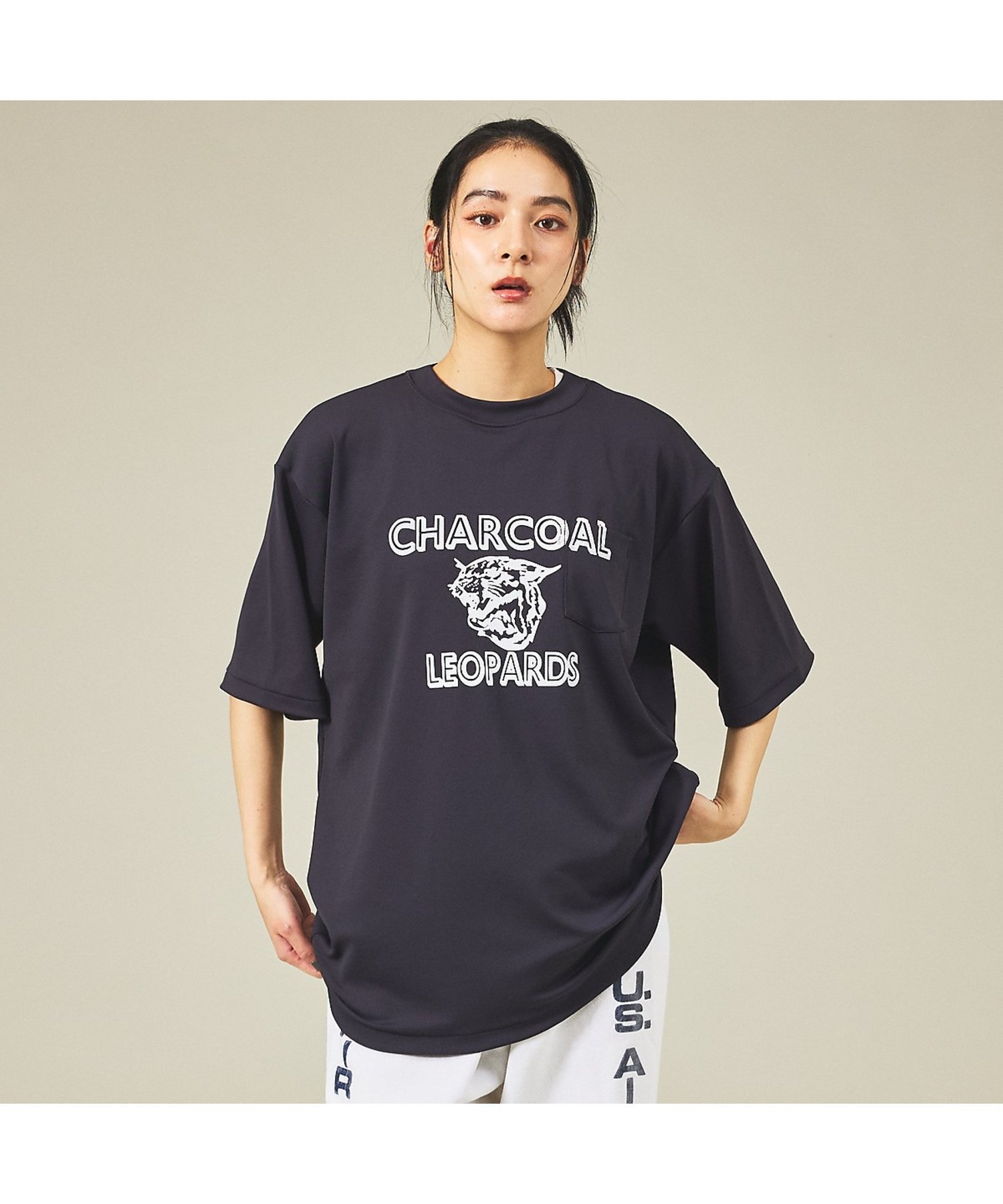 Rouge vif la cle 【Americana/アメリカーナ*ORIGINAL Charcoal/オリジナ ルージュ・ヴィフ ラクレ トップス カットソー・Tシャツ グレー ホワイト
