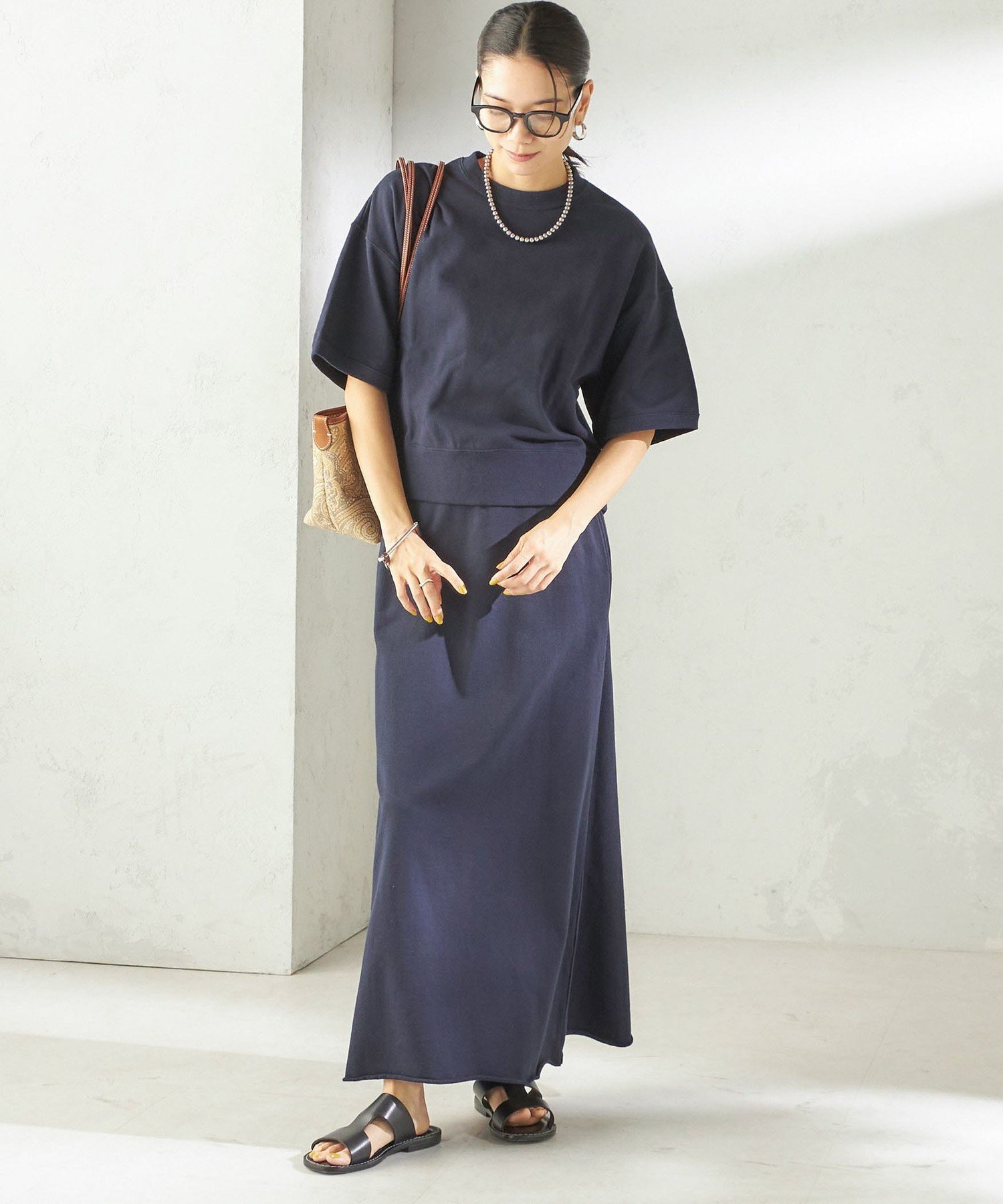 SHIPS WOMEN 《予約》【SHIPS別注】SLOANE:＜手洗い可能＞半袖 ショート スウェット シップス トップス カットソー・Tシャツ ネイビー【送料無料】