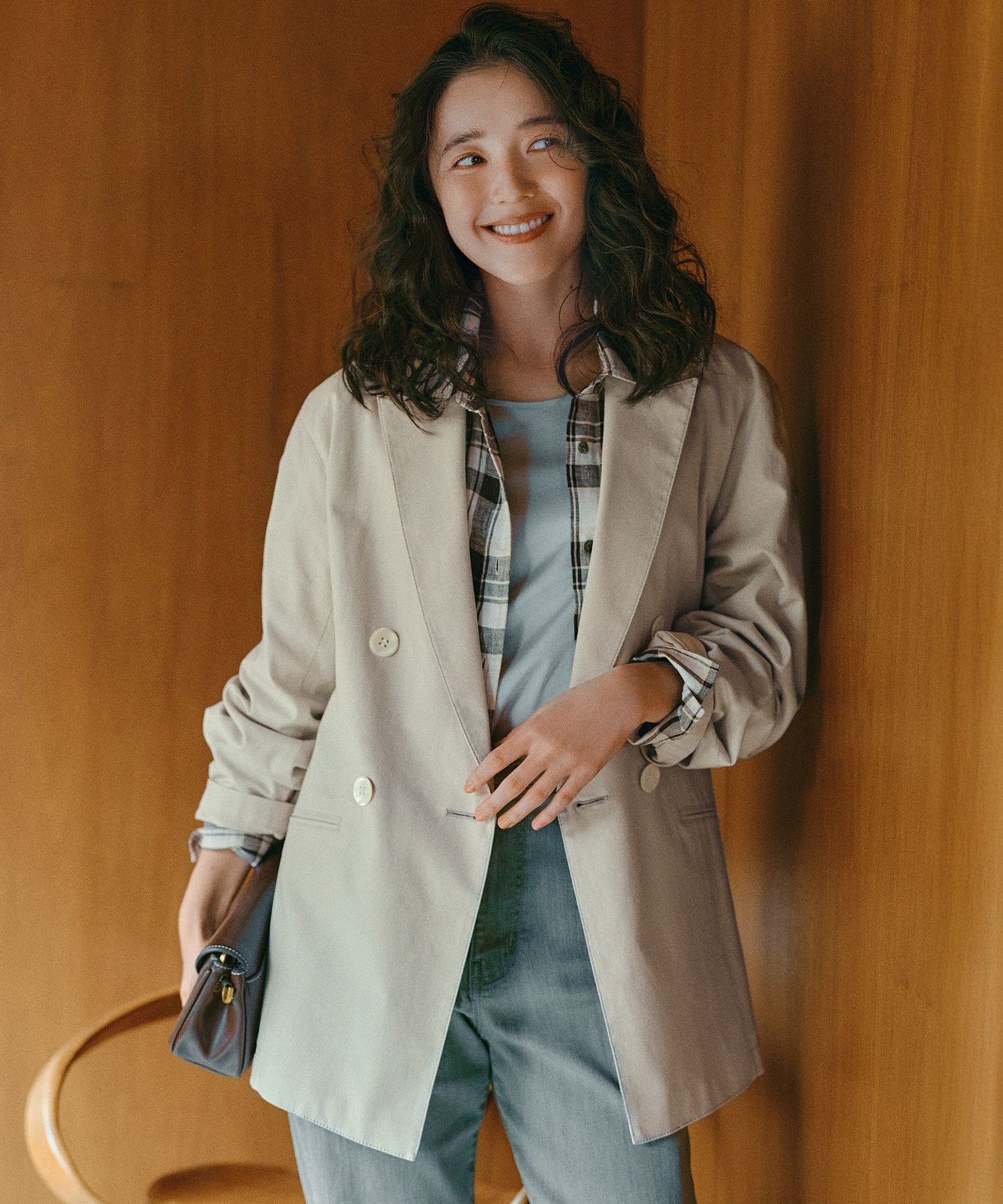 【SALE／40%OFF】23区 スラブツイルストレッチ オーバーサイズ ダブルジャケット ニジュウサンク ジャケット・アウター その他のジャケット・アウター ベージュ ネイビー【送料無料】 stylife-15523439 Rakuten Fashion サンプル画像2